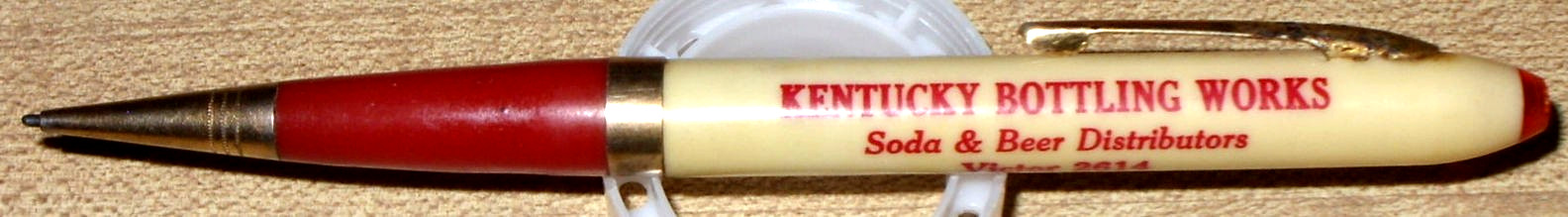 SALESMAN SAMPLE MECHANICAL ADVERTISING PENCIL, NO. L320, KENTUCKY BOTTLING WORKS