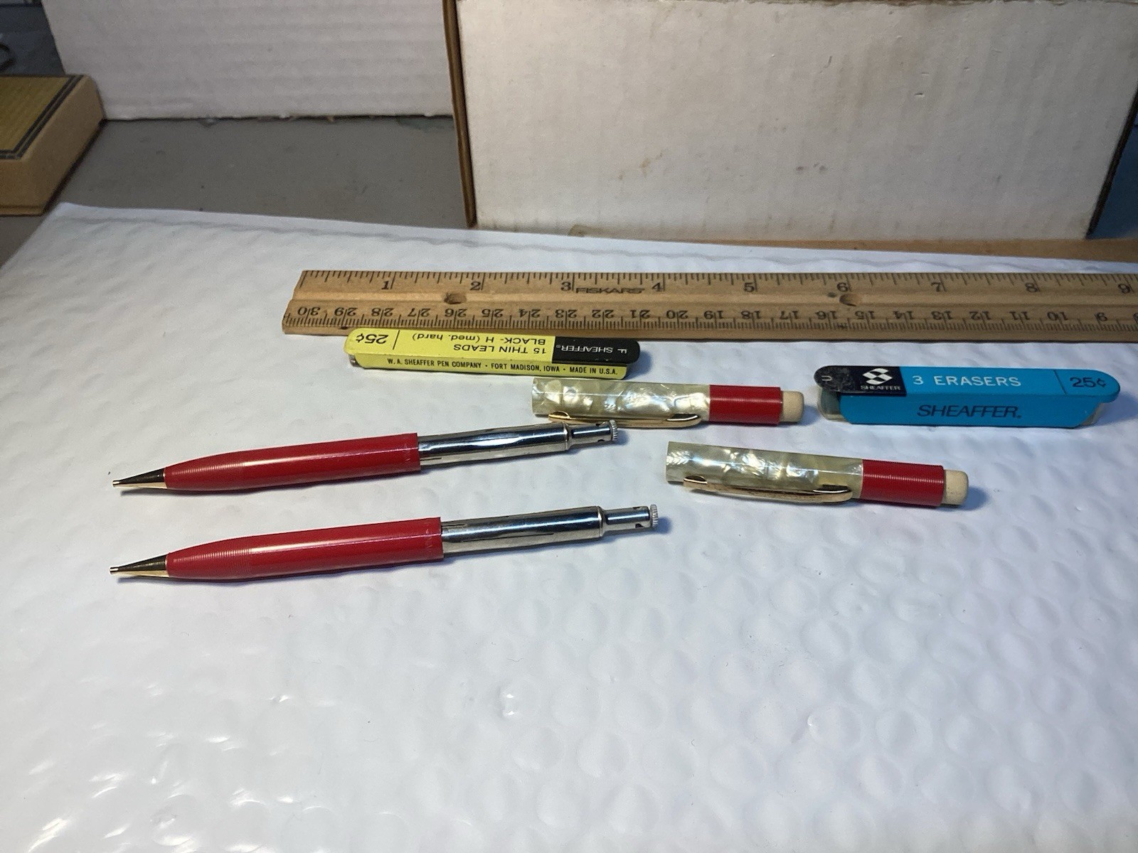 Vintage Sheaffer Mechanical Pencils Lot Of Two. With Extra Lead And Erasers. Exc