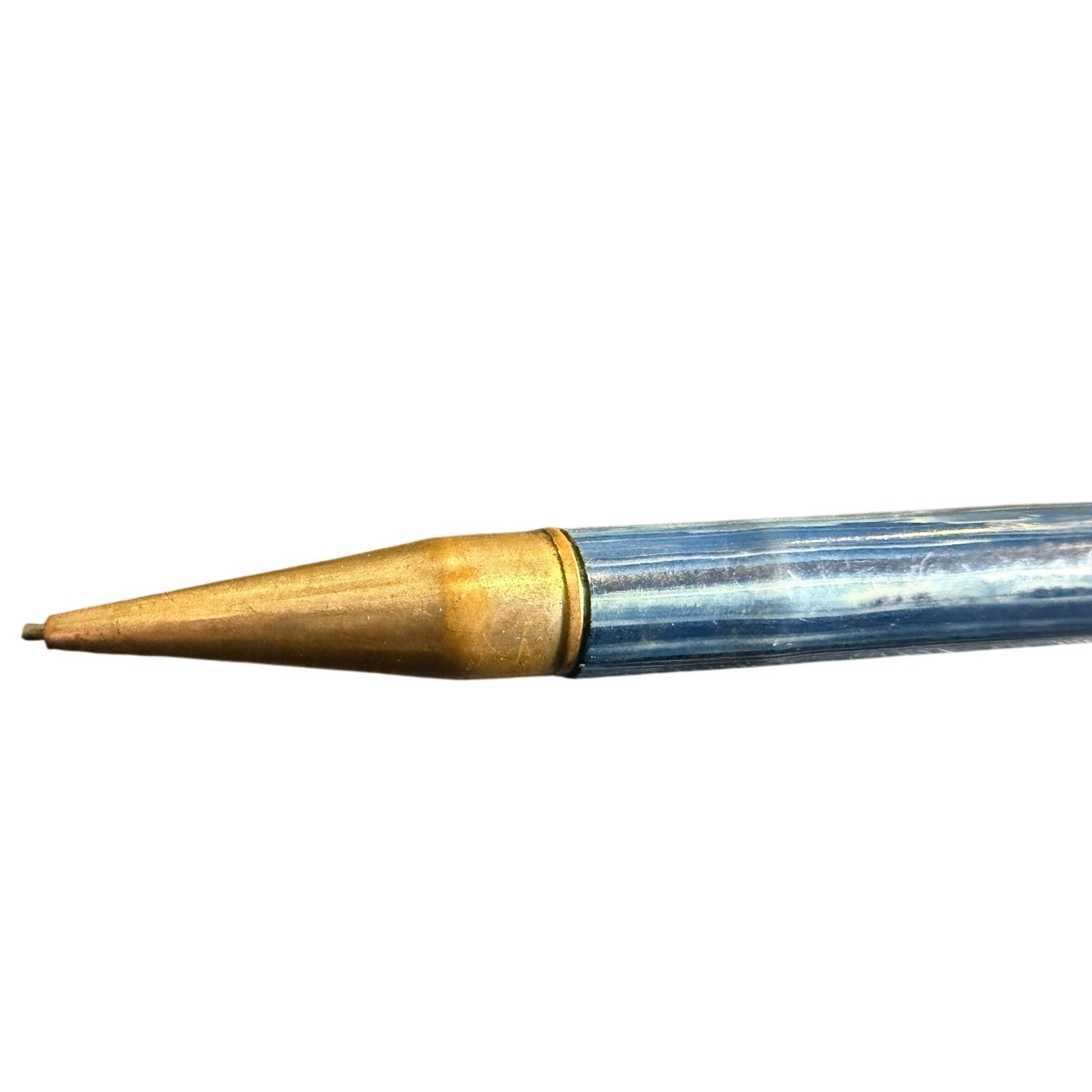 Vintage MCM Mechanical Pencil 14K GF Clip Gold Plated Blue Marbled Celluloid