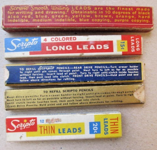 Vintage Lot of 5 ~ Scripto Writing Leads with Boxes ~ Atlanta, Georga / USA