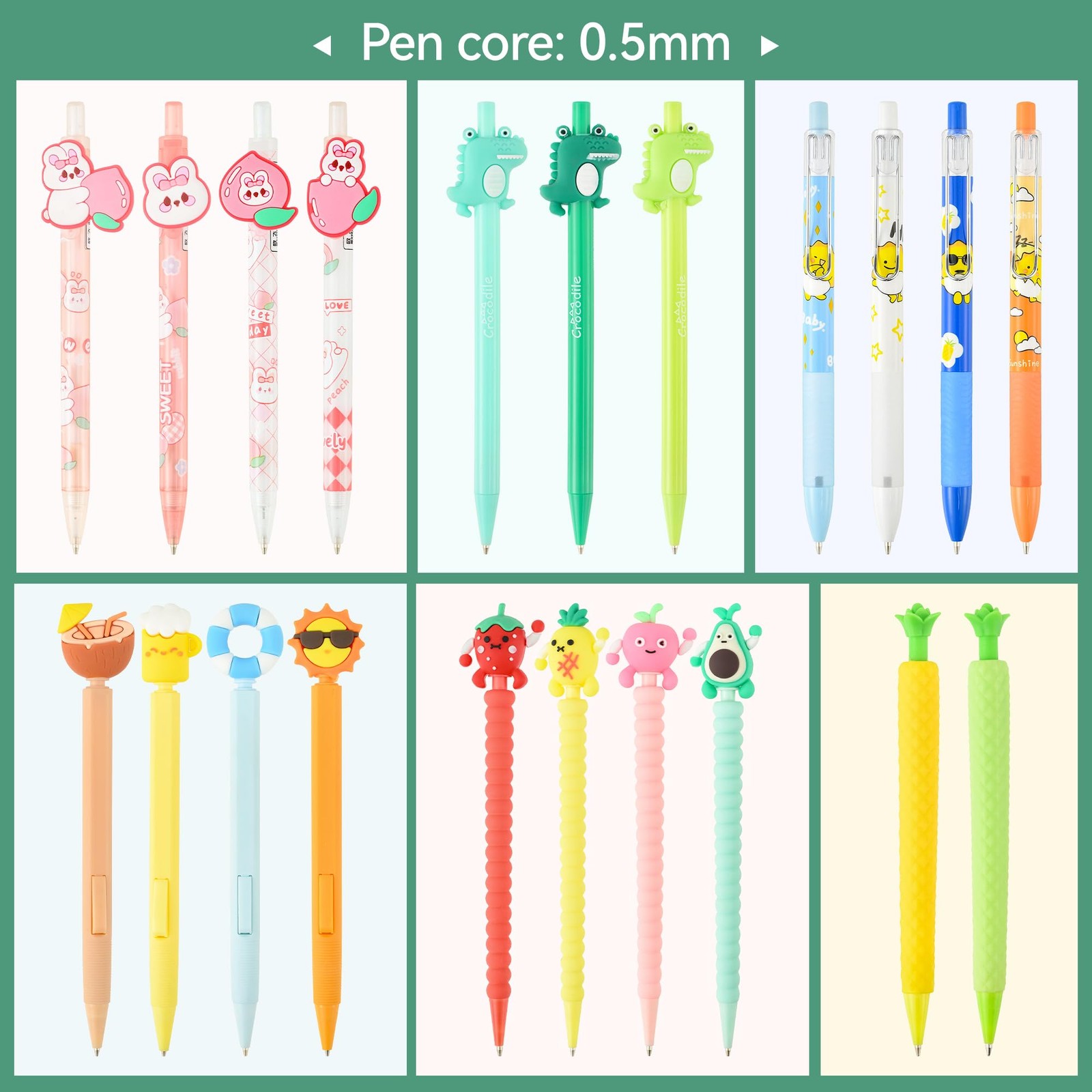 Jollin 12PCS Cute Kawaii Mechanical Pencils 12 Count (Pack of 1), style mixed