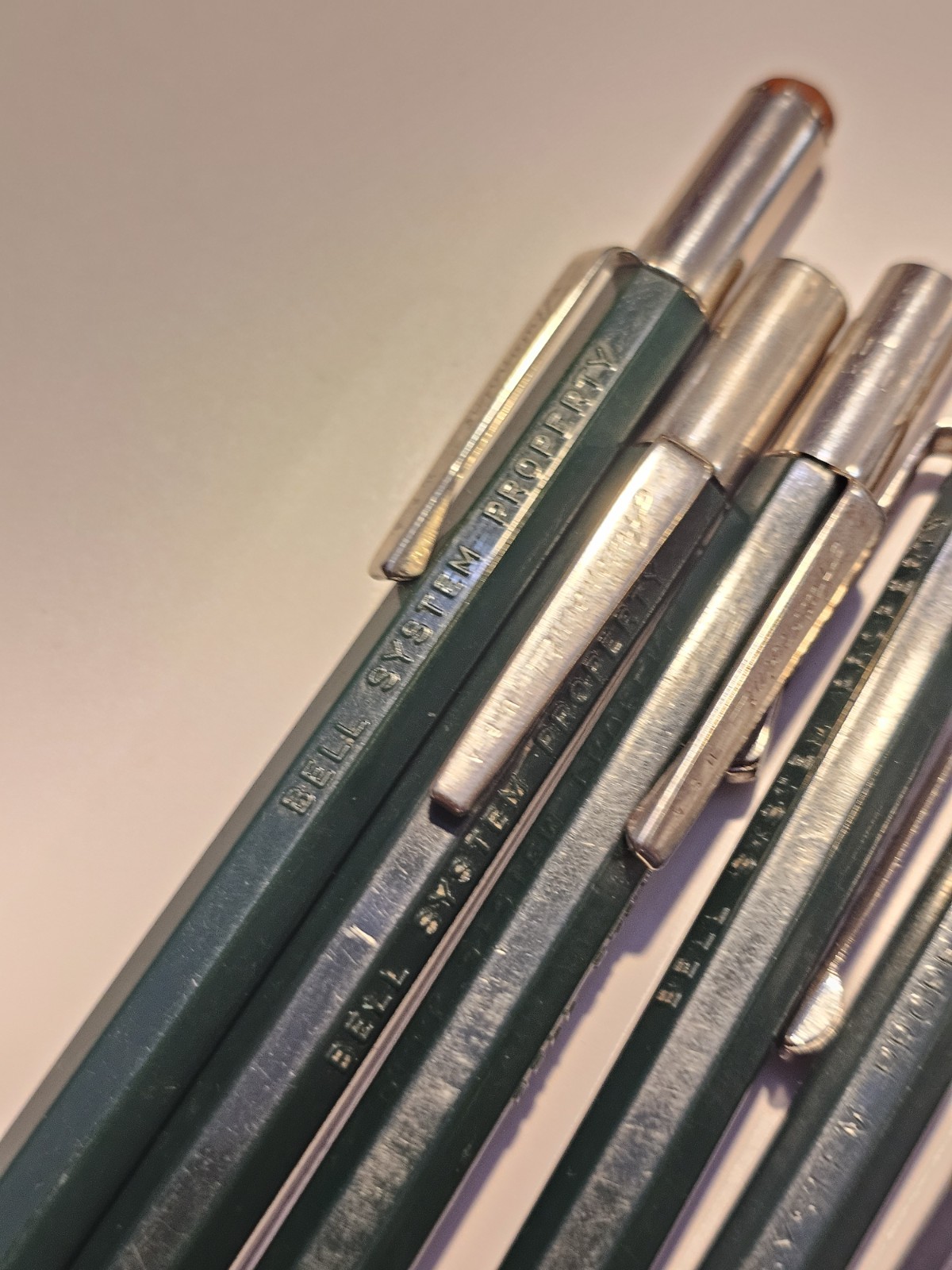 Vintage Green Durolite Bell System Property Mechanical Pencils Lot Of 6