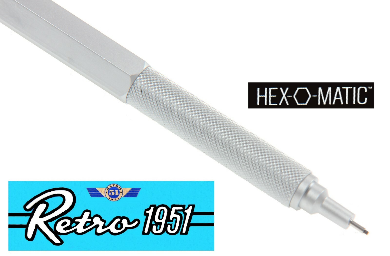 Retro 51 / Hex-o-matic Series Silver 7mm Lead Pencil #HEX-615P