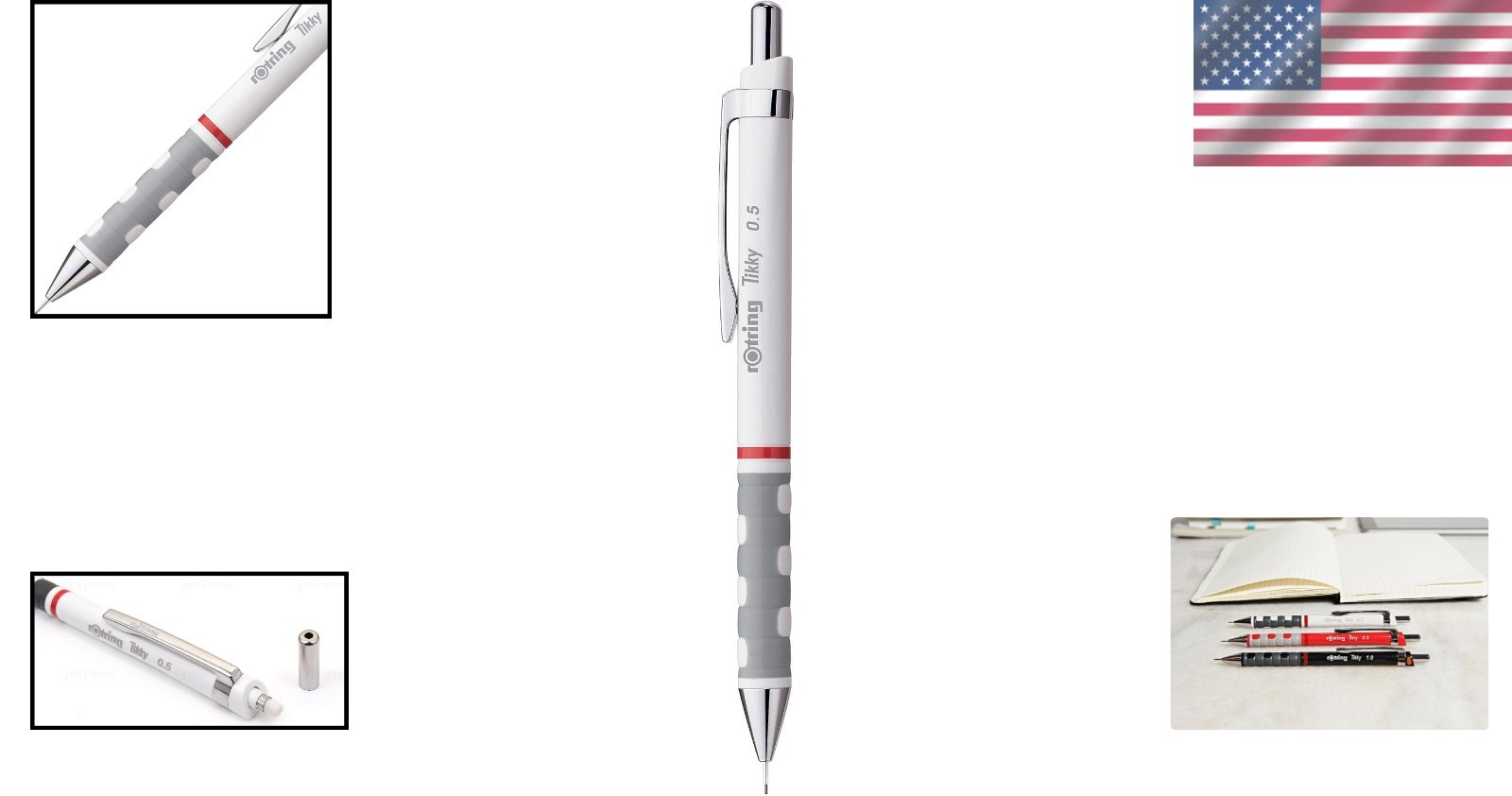 Tikky White Mechanical Pencil – 0.5mm Retractable with Built-in Sharpener