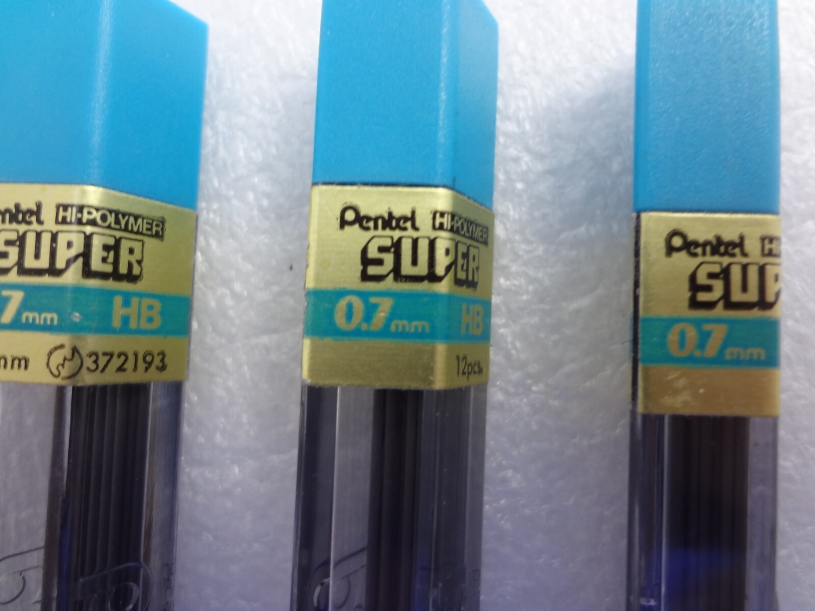 3 Pentel Super Hi-Polymer Pencil Lead Refill 0.7mm HB 12 pieces x 3 NOS