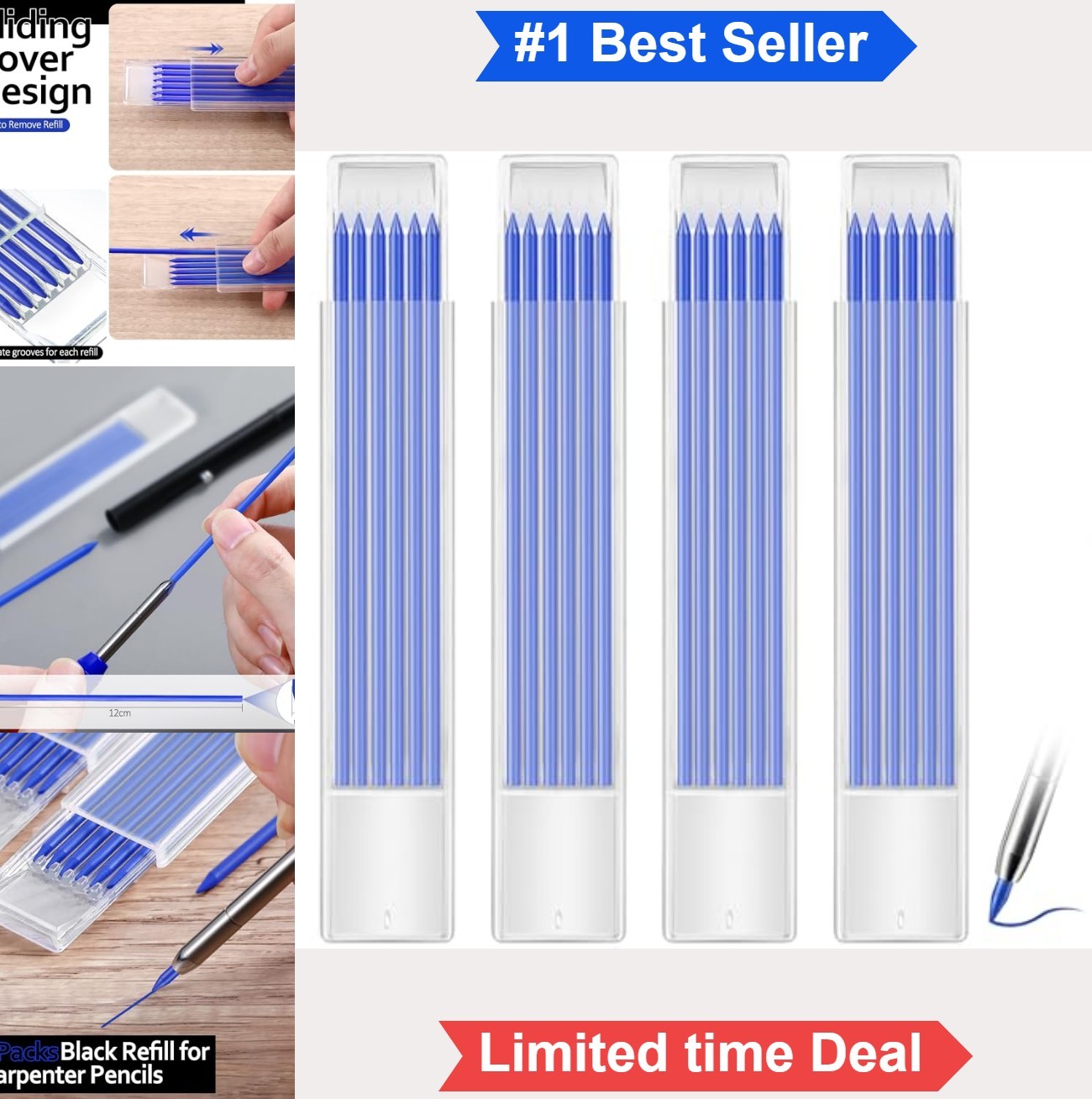 Mechanical Pencil Refills 2.8mm HB 24 Pack Carpenter Graphite for Woodworking