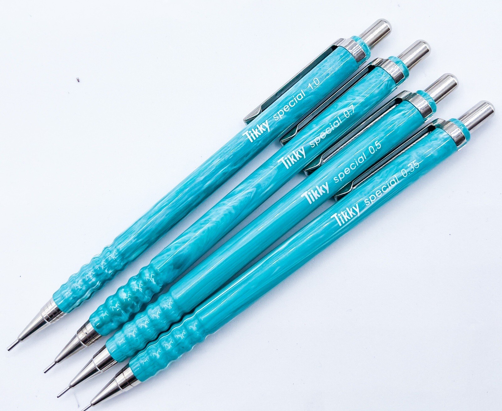 NOS rotring 4pcs tikky special Mechanical Pencil marble green 3579 With Case