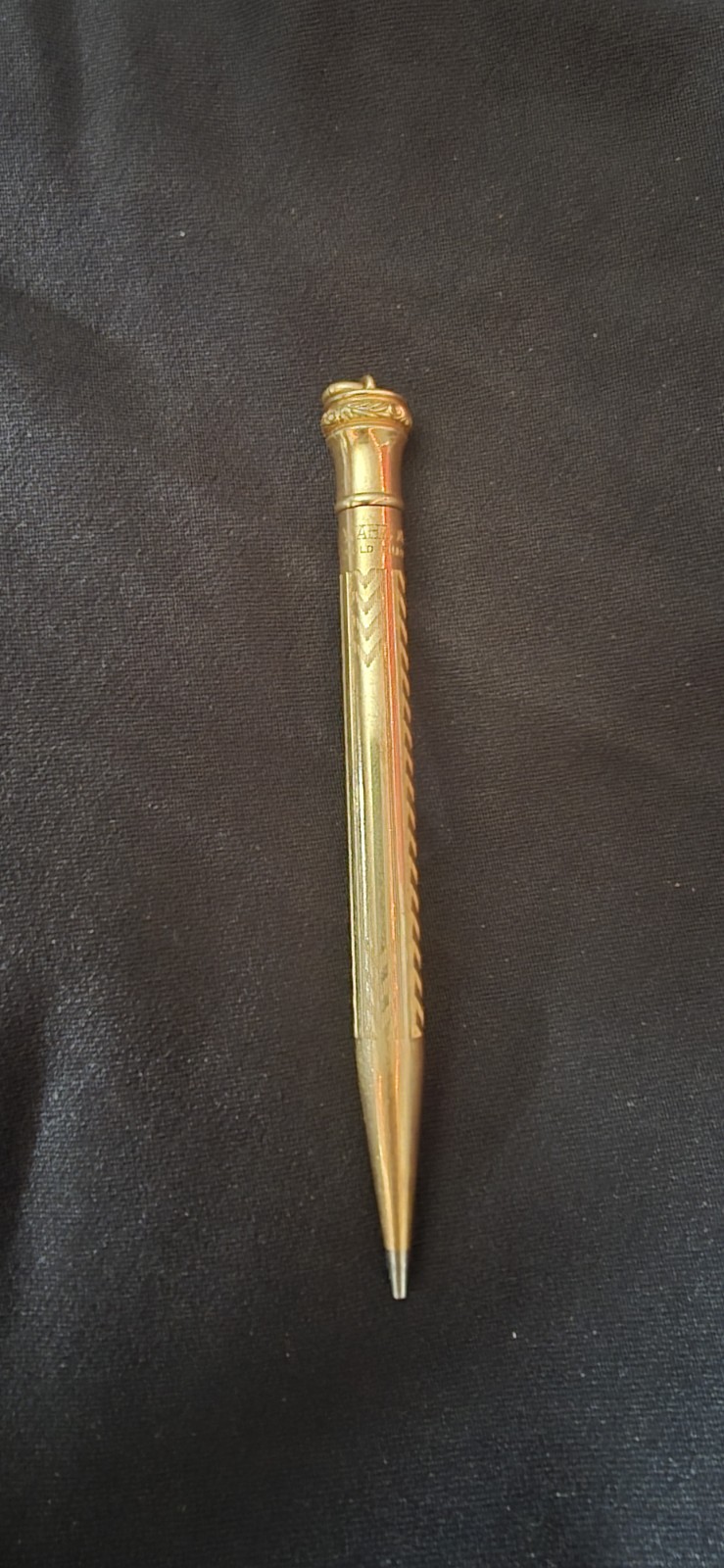 Wahl Eversharp 1920s Vintage Mechanical Pencil Necklace Gold Filled Chevron