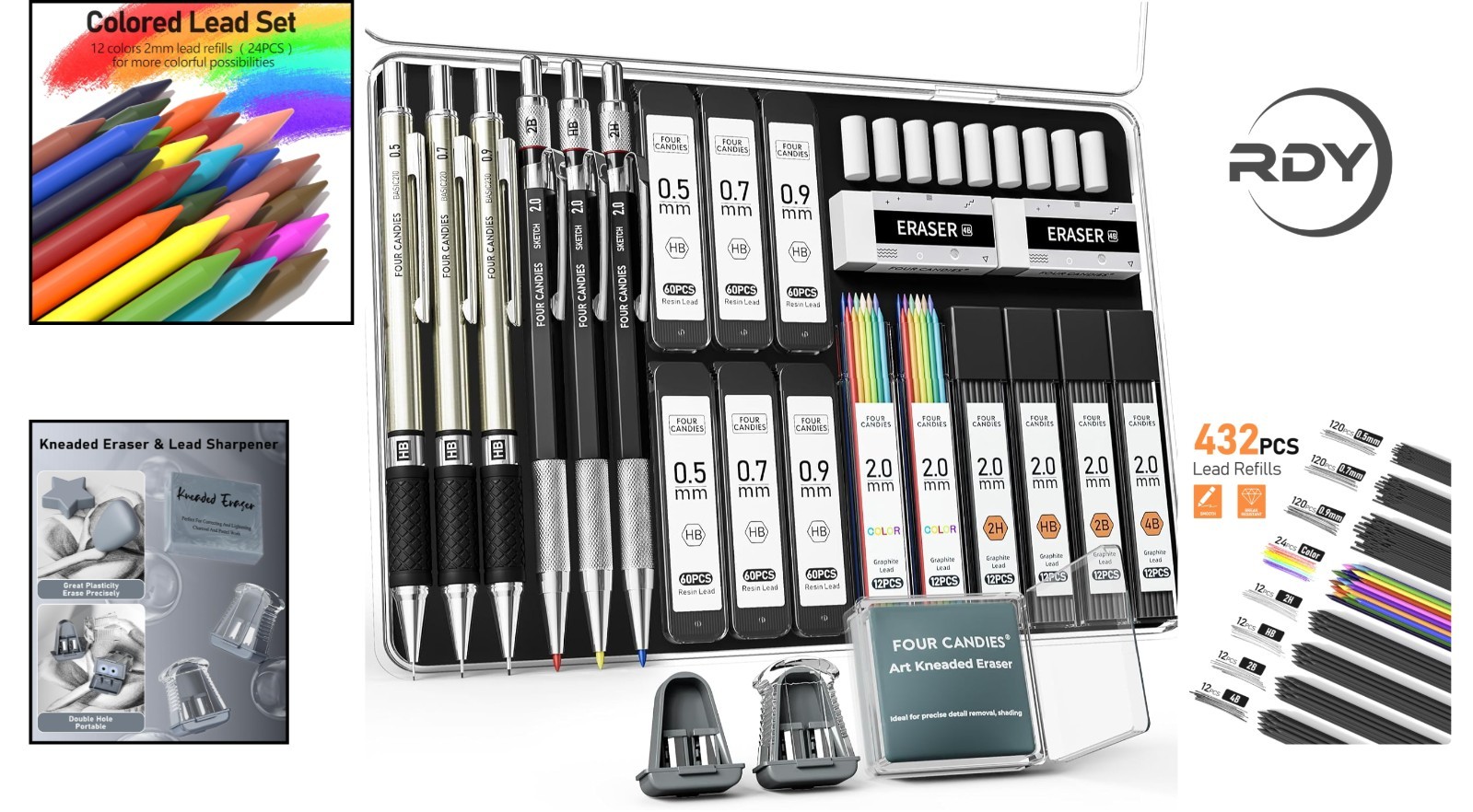 Complete Artist Mechanical Pencil Kit – 25PCS with Assorted Lead Refill Set