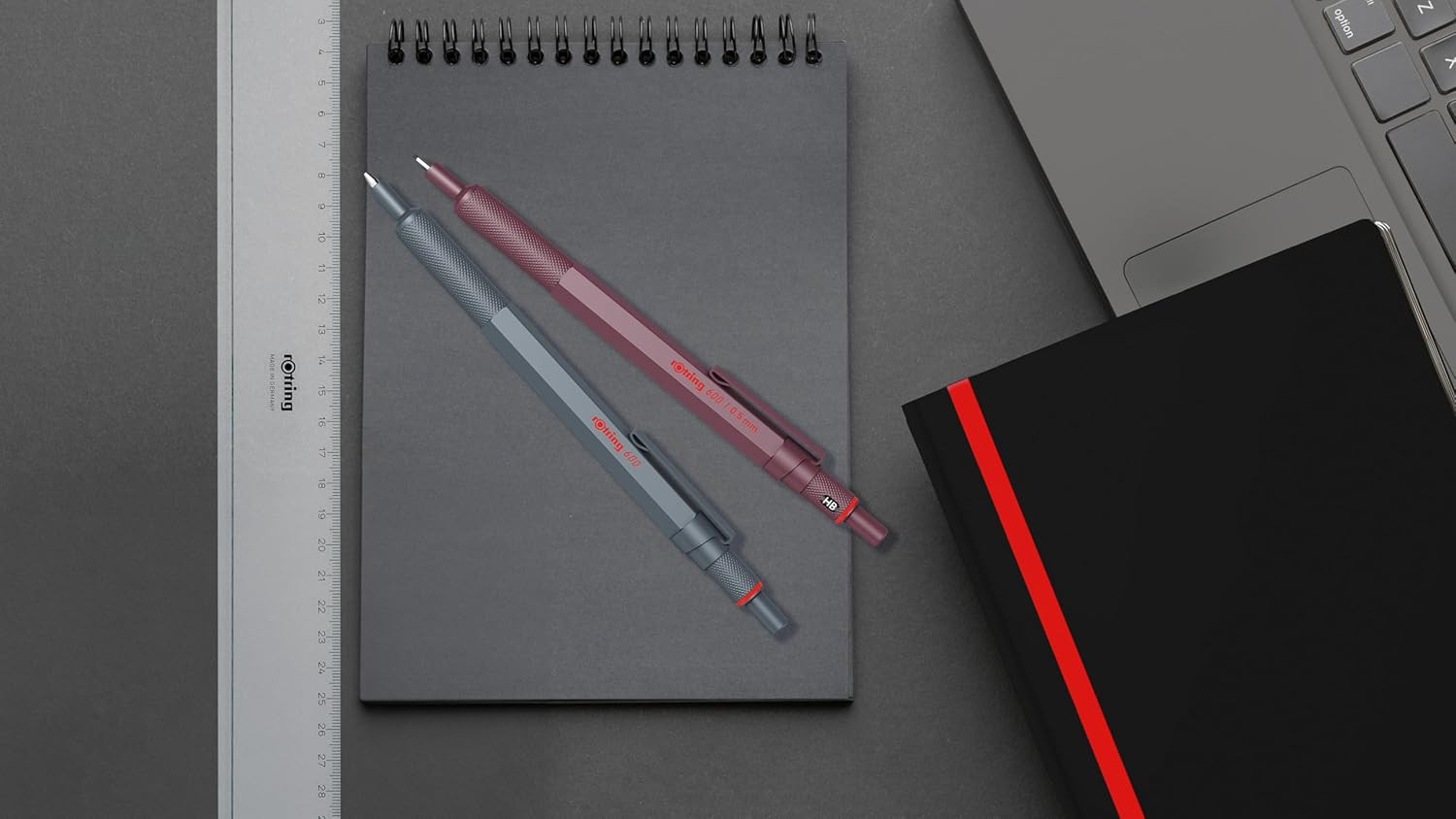 Rotring 600 Full-Metal Body 0.7Mm Mechanical Pencil, Black, for Precise Ruler-Ba