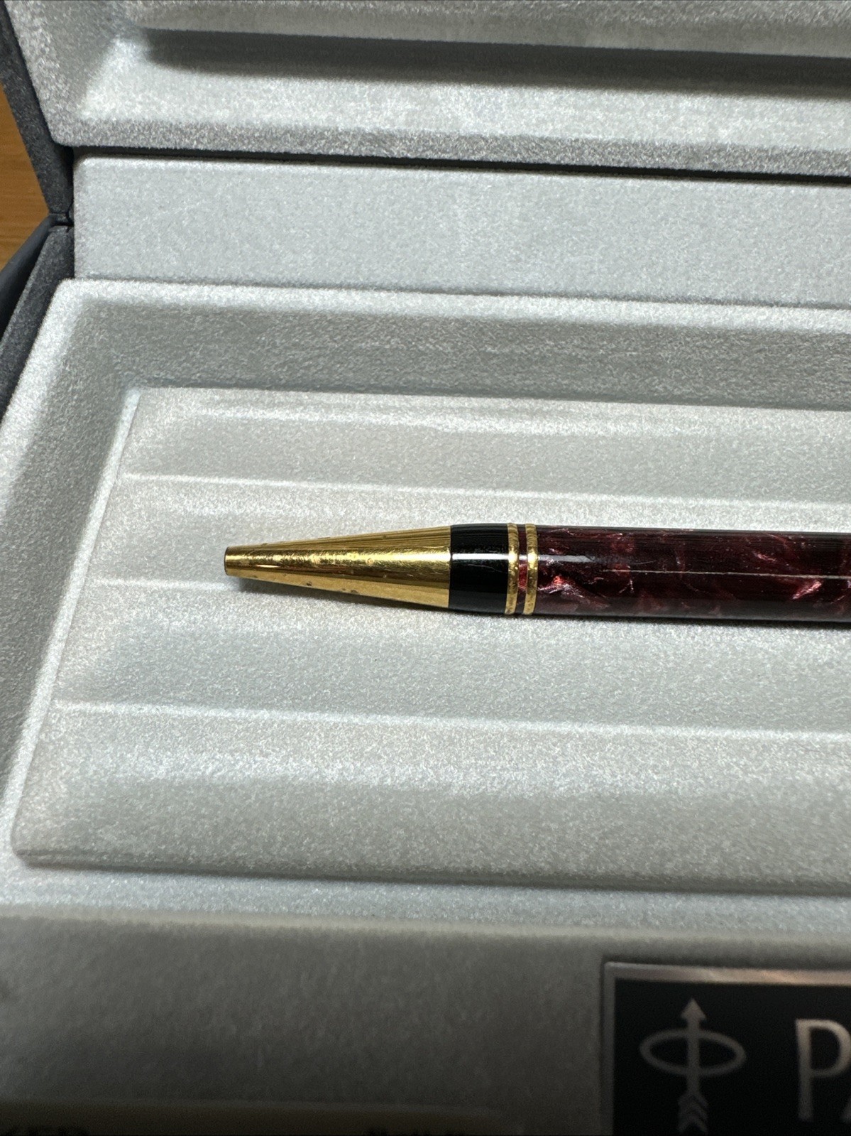 Parker Duofold Maroon Marble Ballpoint Pen Made In UK