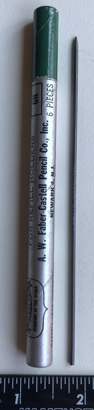 Vintage A. W. Faber Castell Drawing Lead 6H 2mm 6 Pack Tube Germany