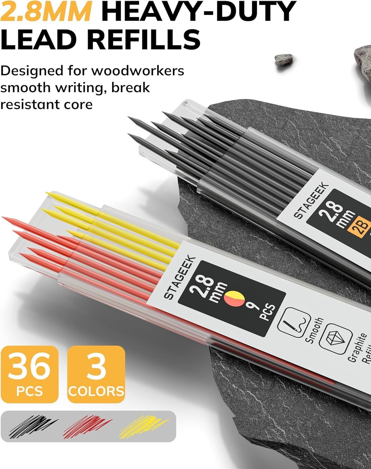 2 Pack Carpenter Pencils with Sharpener, Mechanical Carpenter Pencils with 38…