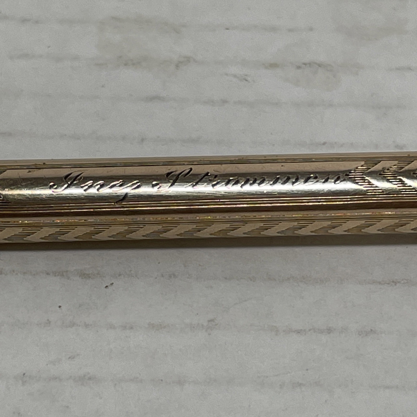 Wahl Eversharp Gold Filled Mechanical Pencil 1930 Herringbone Art Deco Inscribed