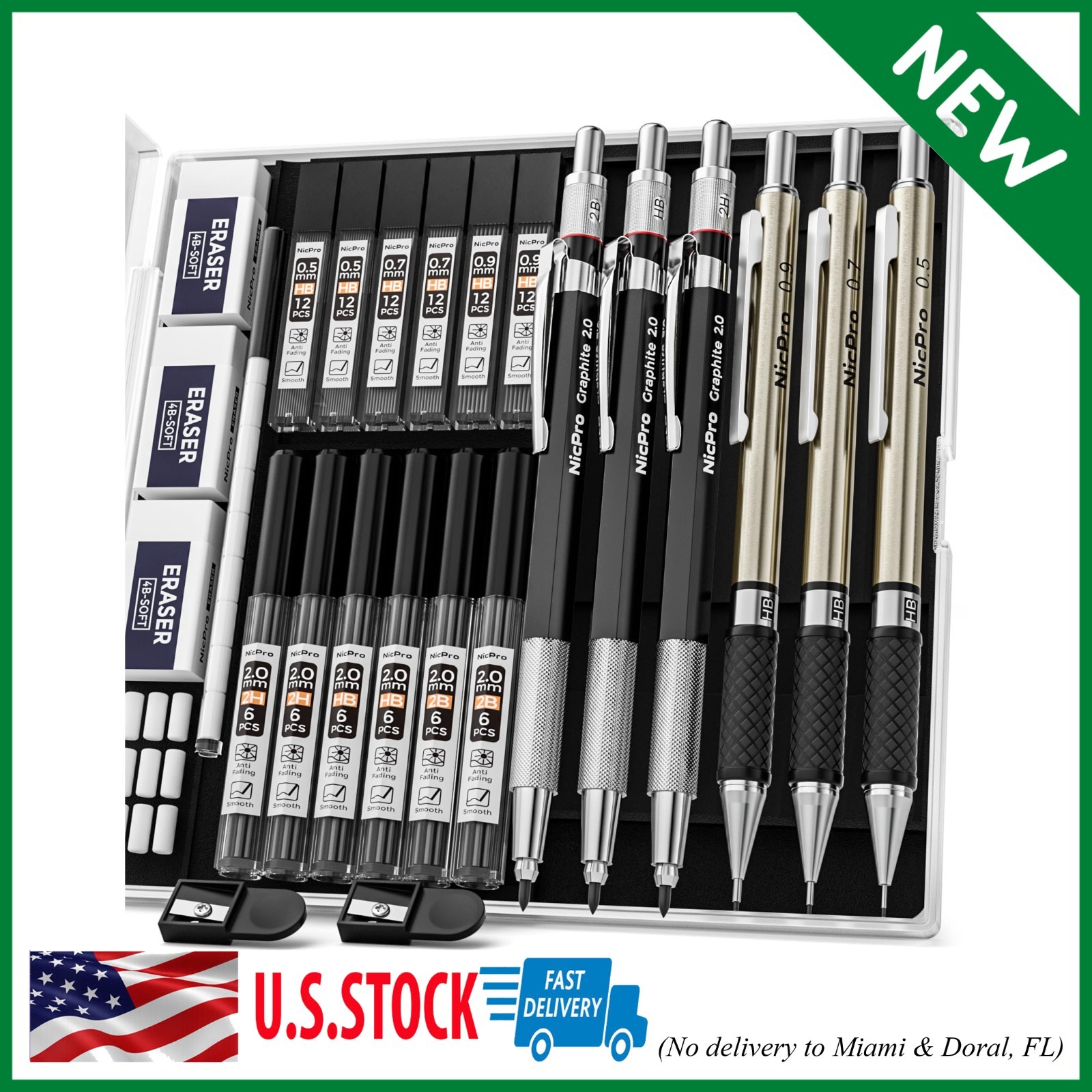 6PCS Art Mechanical Pencils Set, 3PCS Metal Drafting Pencil 0.5 Mm & 0.7 Mm & 0.
