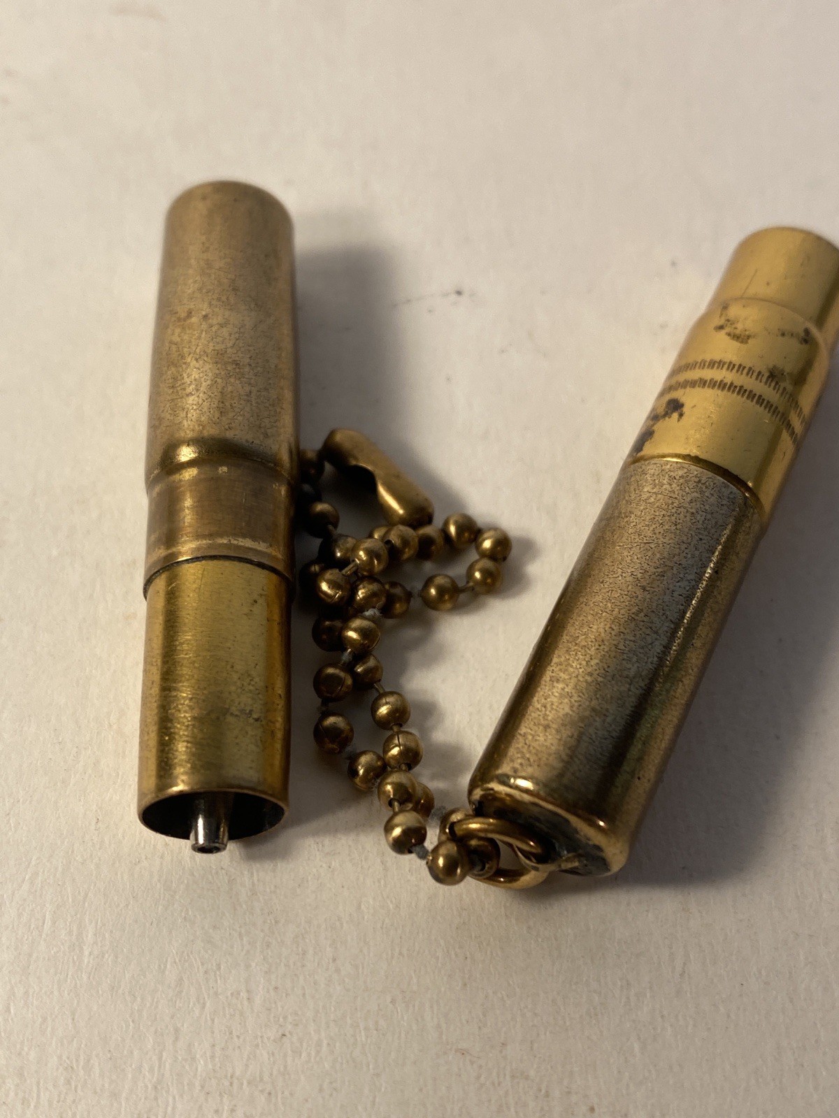 Vintage Pair Of Brass Pen & Telescoping Mechanical Pencil J.L. Chatelaine