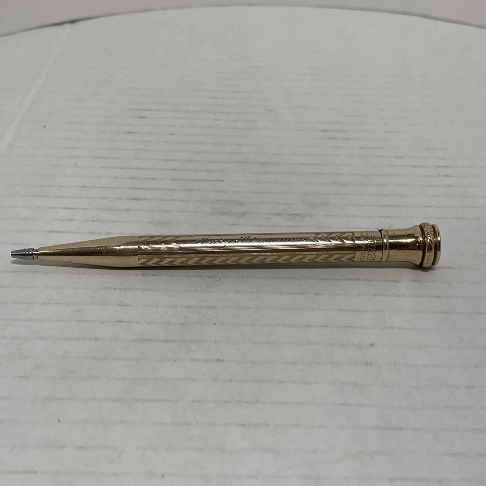 Wahl Eversharp Gold Filled Mechanical Pencil 1930 Herringbone Art Deco Inscribed