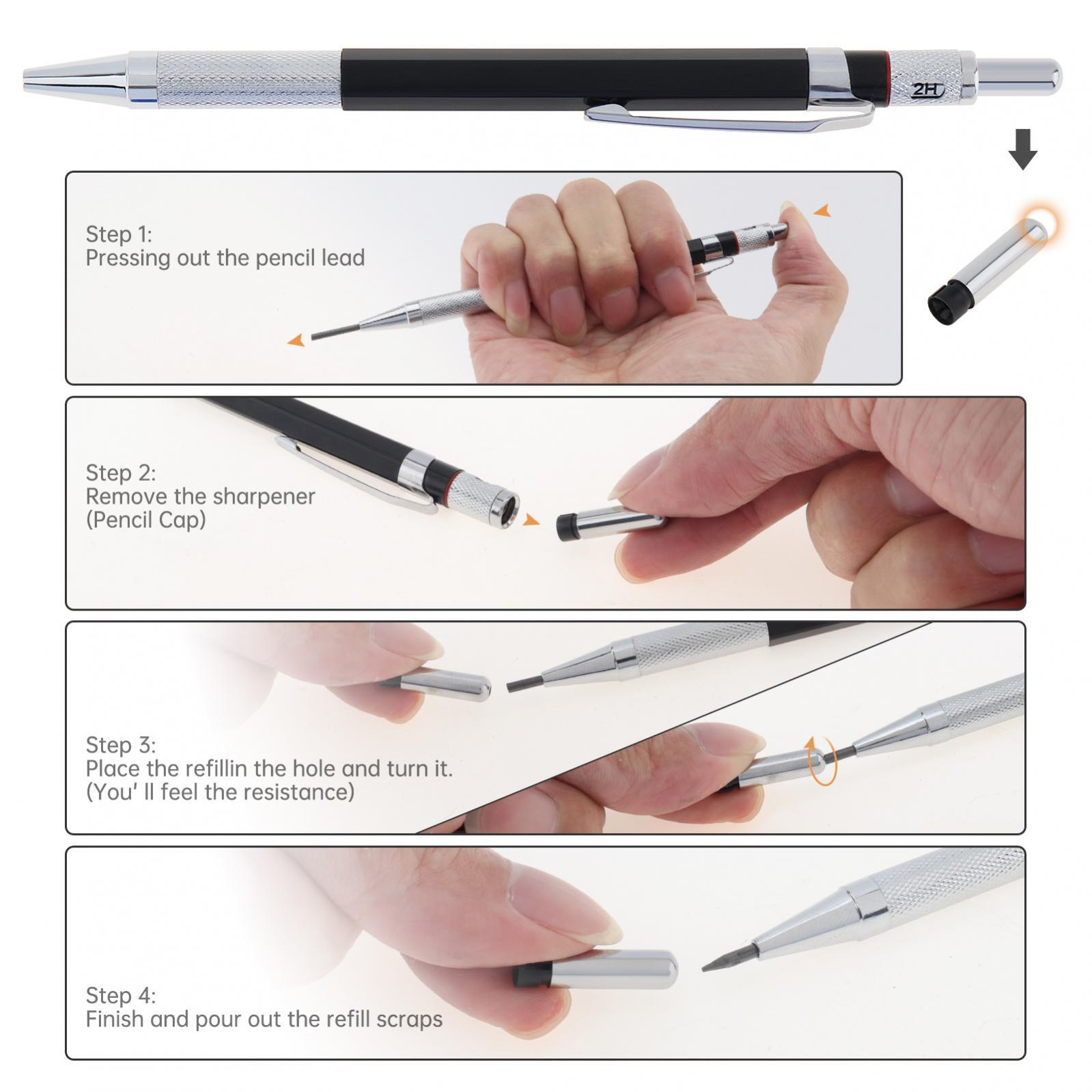 2 mm Mechanical Carpenter Pencil for Carpenter Scriber Woodworking with Refills