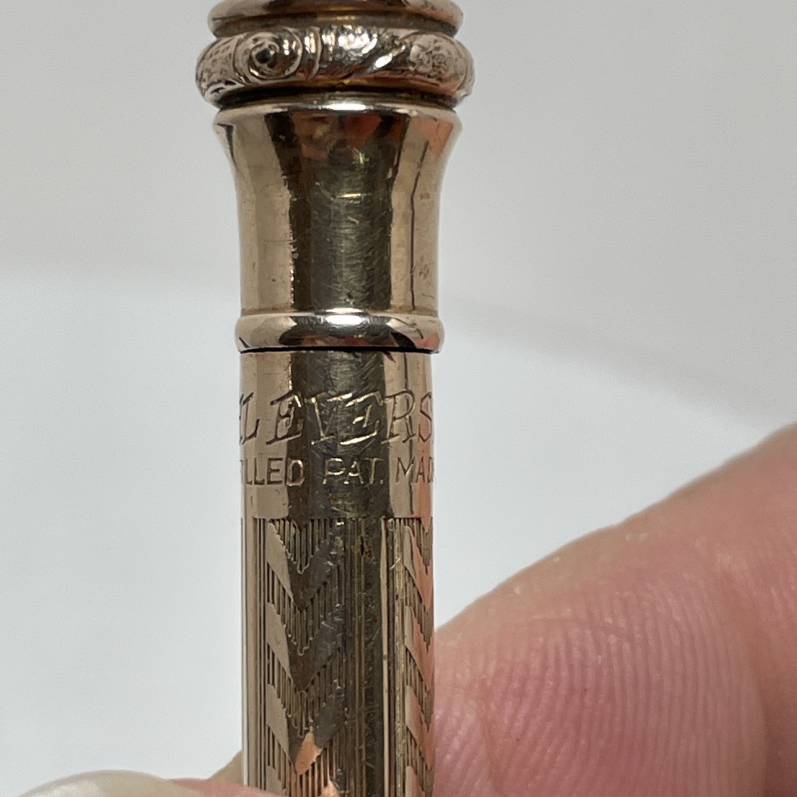 Wahl Eversharp Gold Filled Mechanical Pencil 1930 Herringbone Art Deco Inscribed