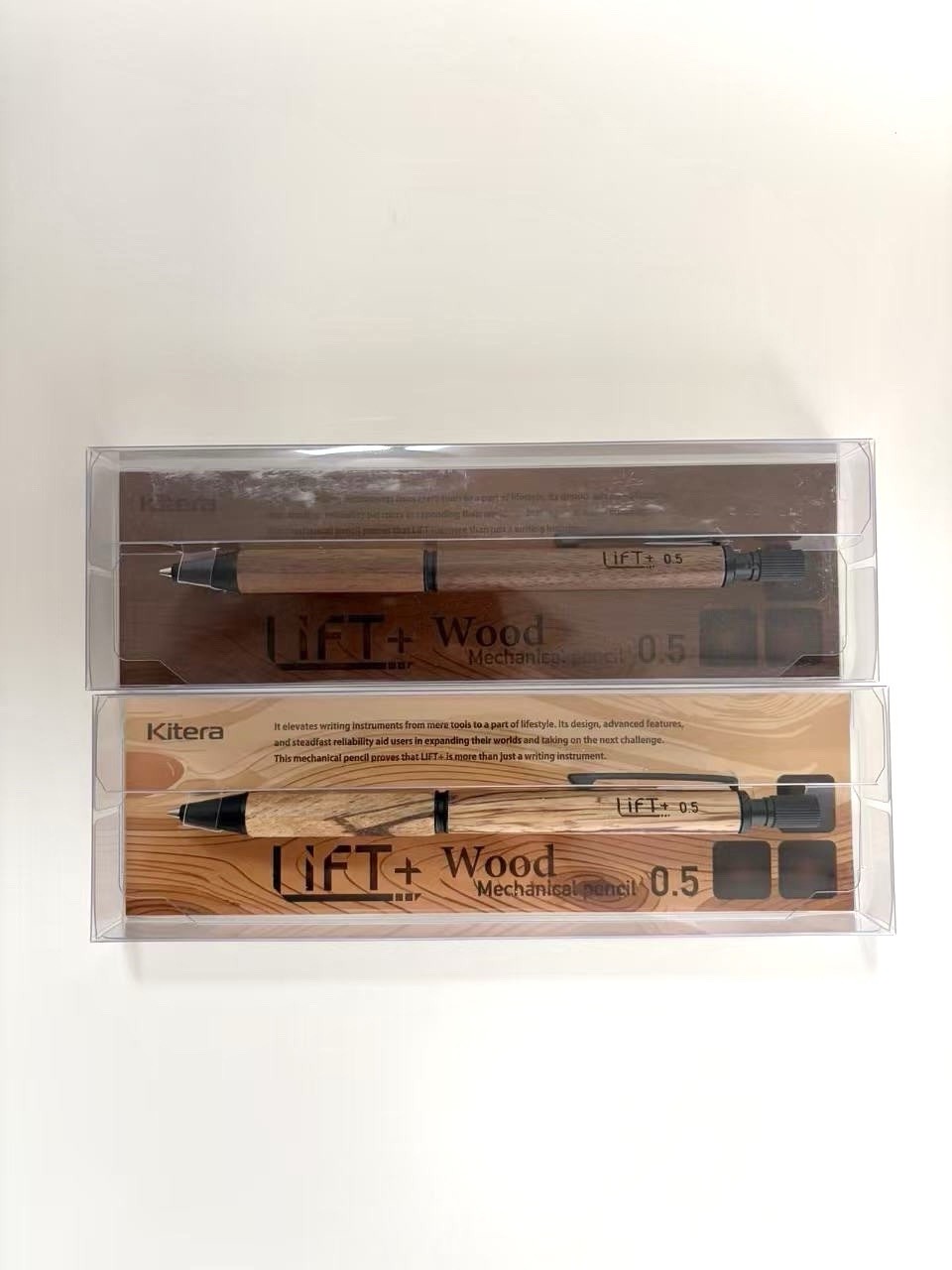 Kitera LIFT+ Wood Mechanical Pencil 0.5mm Set Walnut & Zebrawood Japan Design