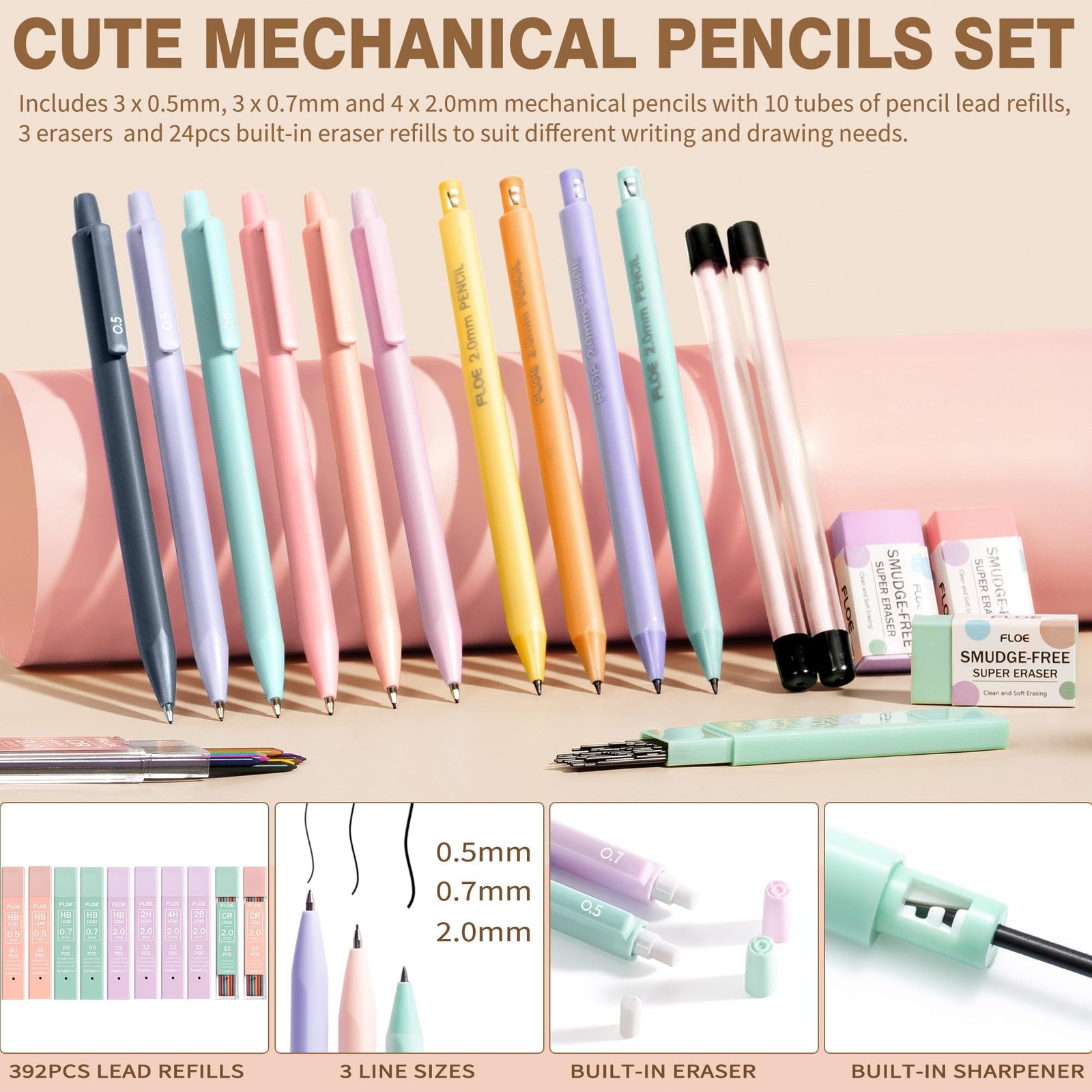 62 PCS Aesthetic School Supplies Kit Cute Pencil Case Pastel Highlighters Pens