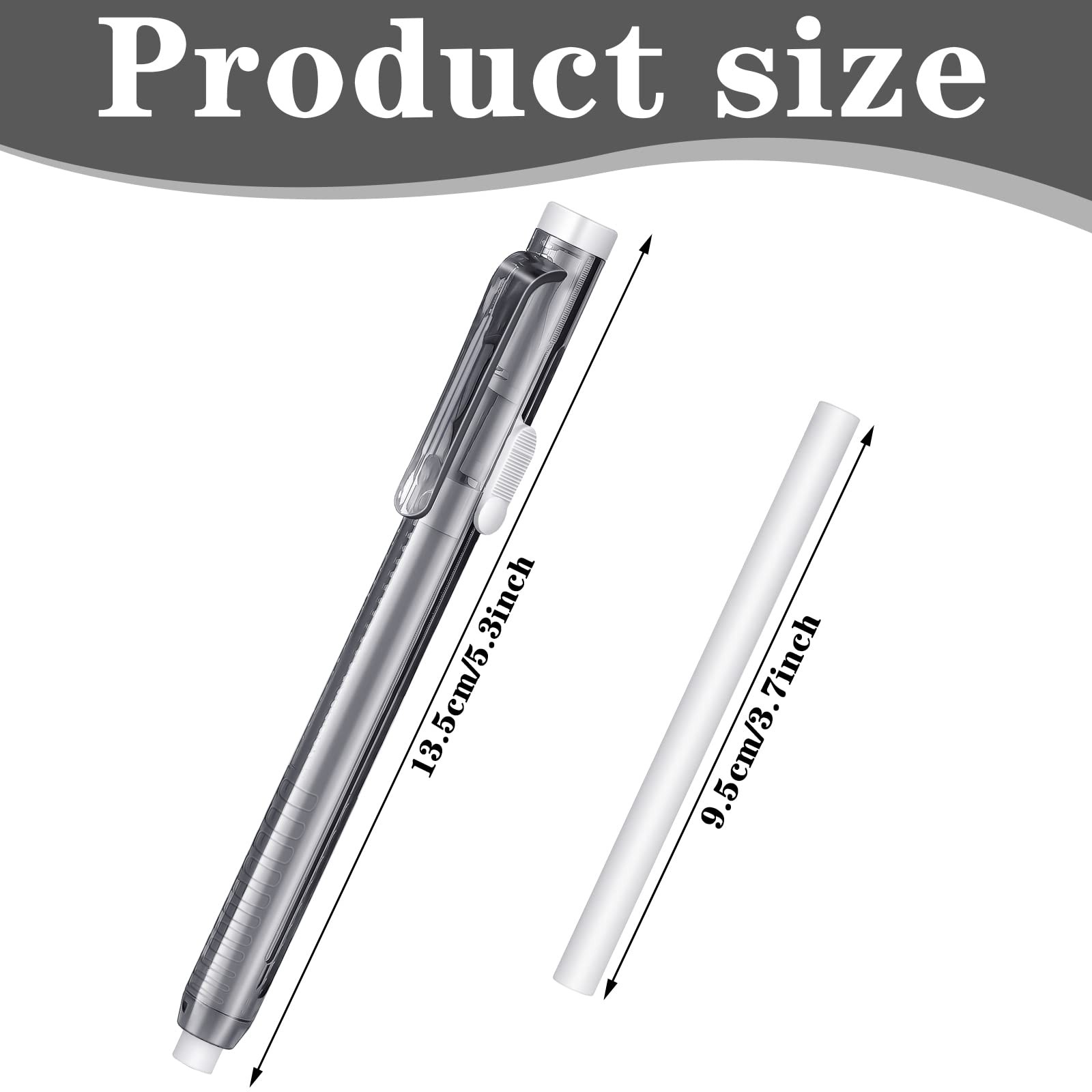 24 PCS Retractable Mechanical Stick Eraser Pen Refills Clear Black Office