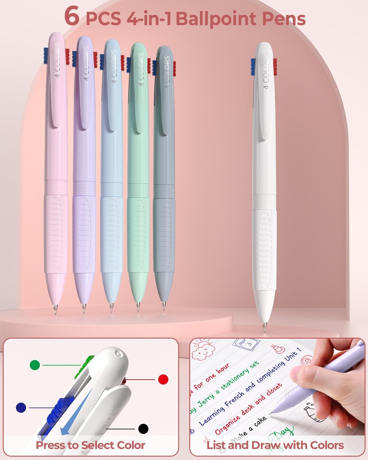 Four Candies 56 PCS Aesthetic School Supplies Pink Set