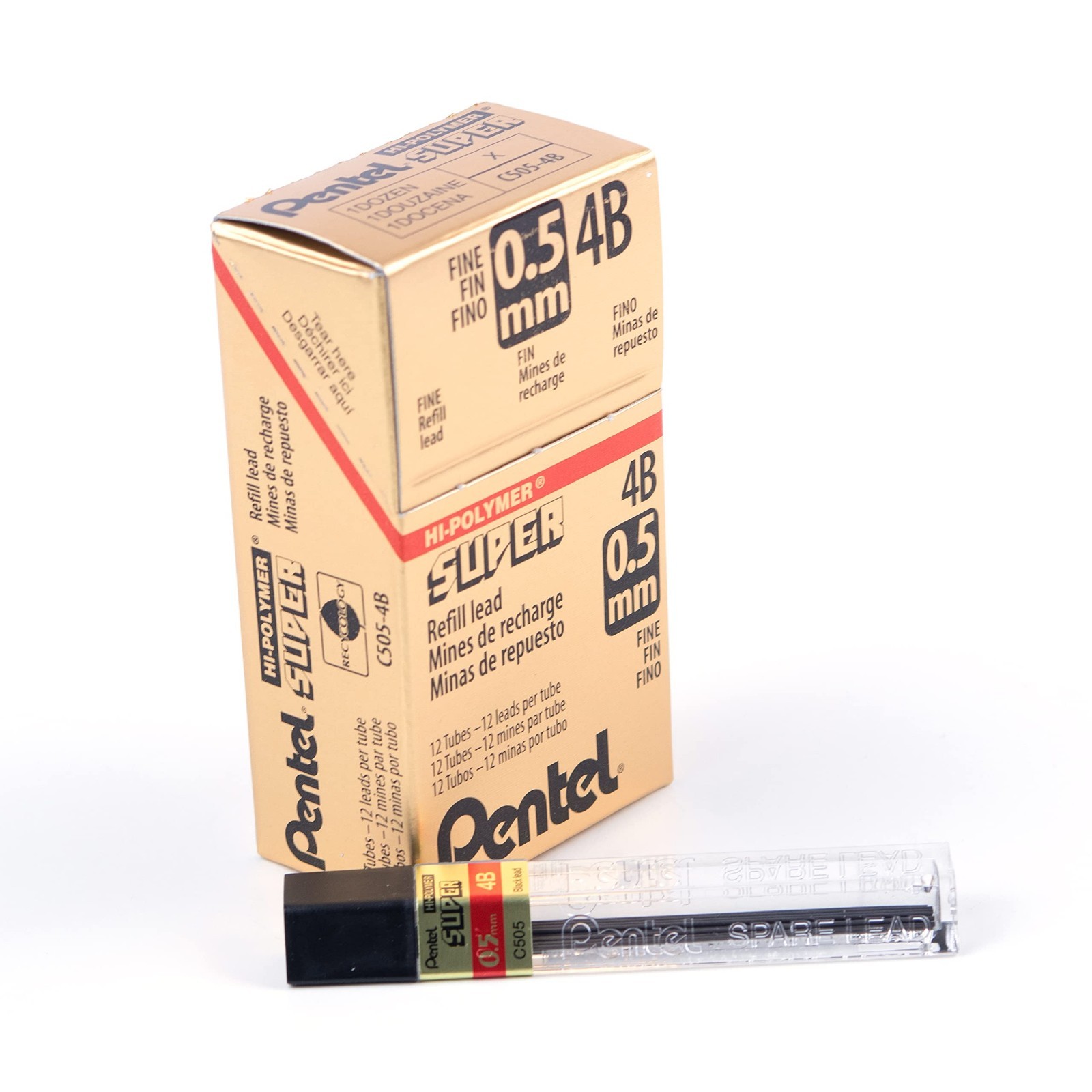 0.5mm Fine 4B Mechanical Pencil Lead Refill – 144 Pieces, Super Hi-Polymer Quali