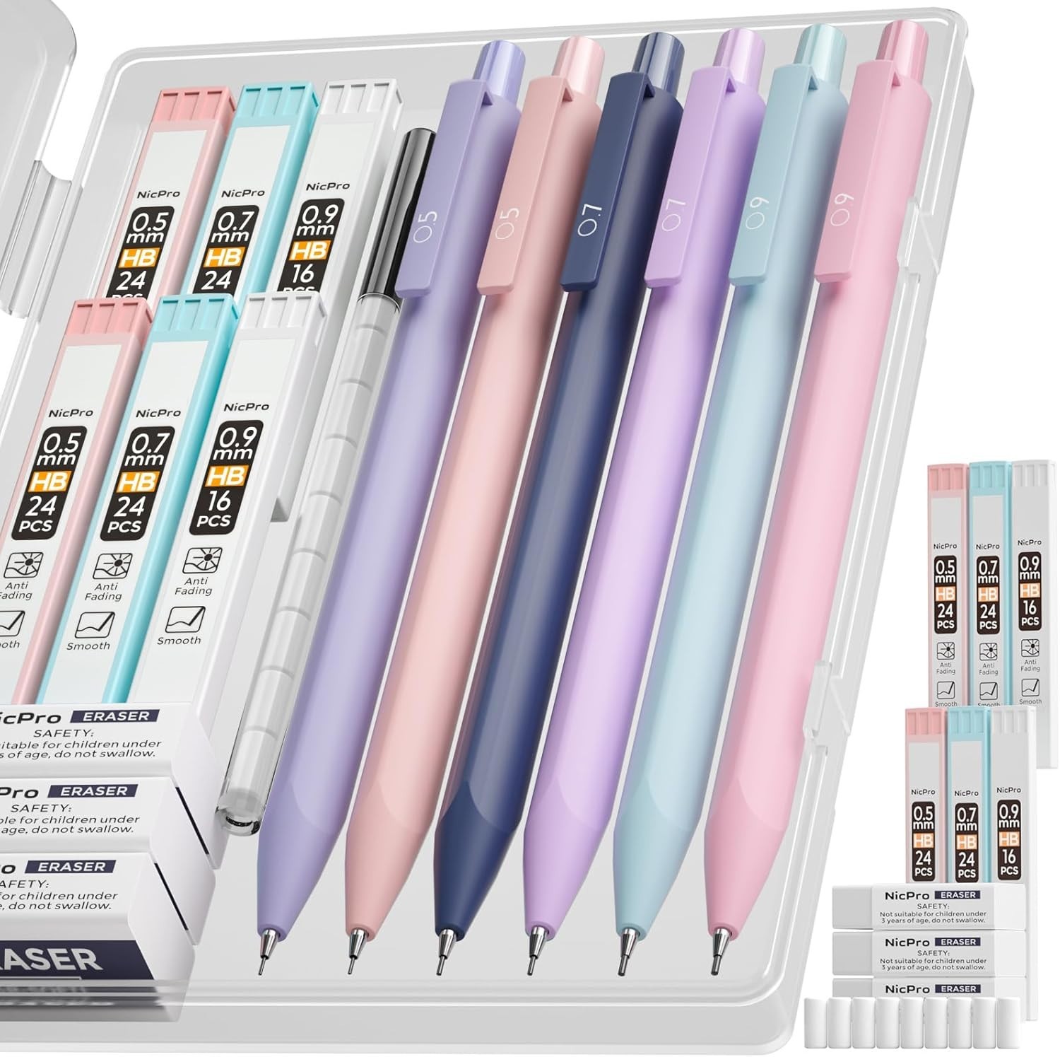 Ergonomic 6PCS Pastel Mechanical Pencils with Storage Case – Ideal for Drafting