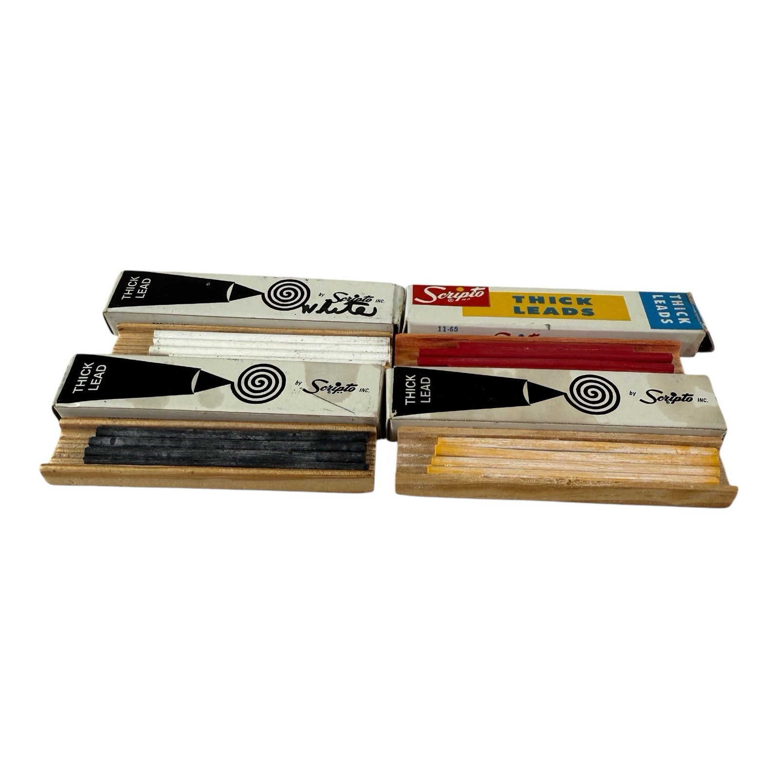 Vintage Scripto Thick Leads, Mixed Color Lot, Black, Yellow, Red And White .120