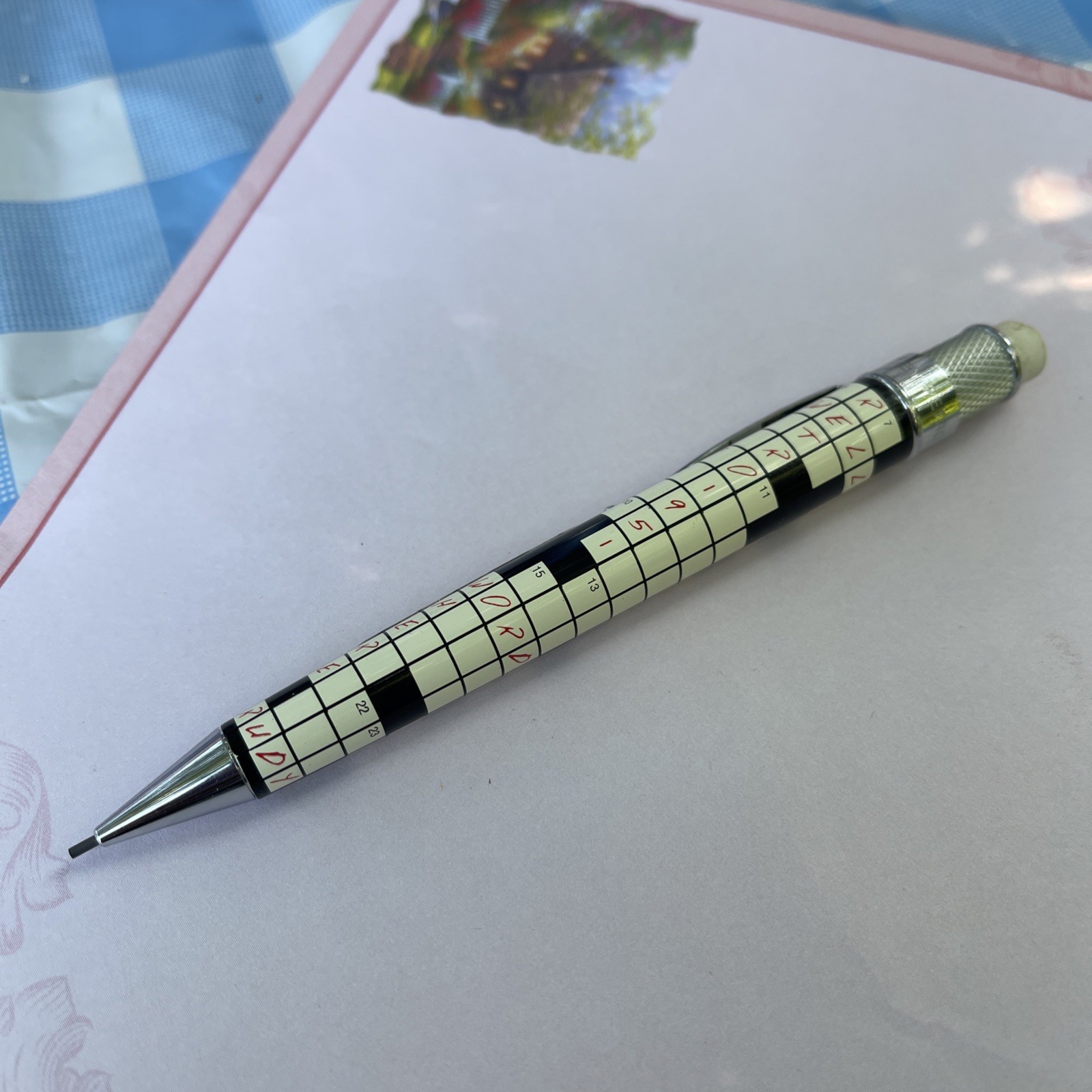Retro 51 Tornado Mechanical Pencil featuring a crossword puzzle