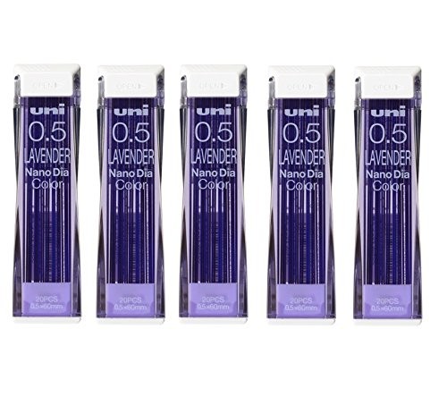 Uni NanoDia 0.5mm Lavender Mechanical Pencil Leads 5 Pack 100 Leads Value Set