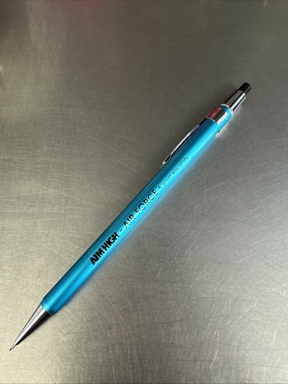 Vintage Autopoint Pencil Pointer Aim High Air Force Logo Blue New Original Box