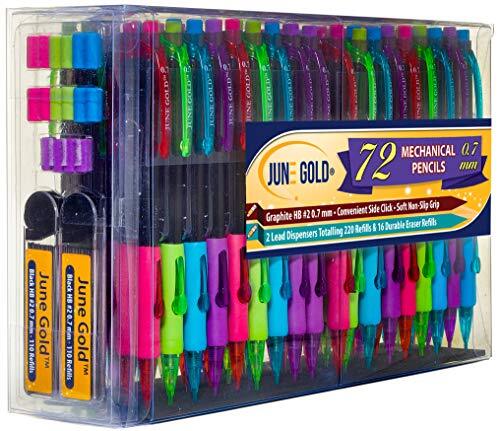 72 Mechanical Pencils HB #2 Lead, 2 Lead Dispensers/w Black Graphite 0.7 mm