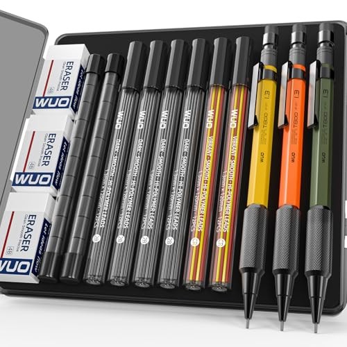 1.3mm Mechanical Pencil Set with 72 Lead Refill, 3 3 Pack (Mixed colors)