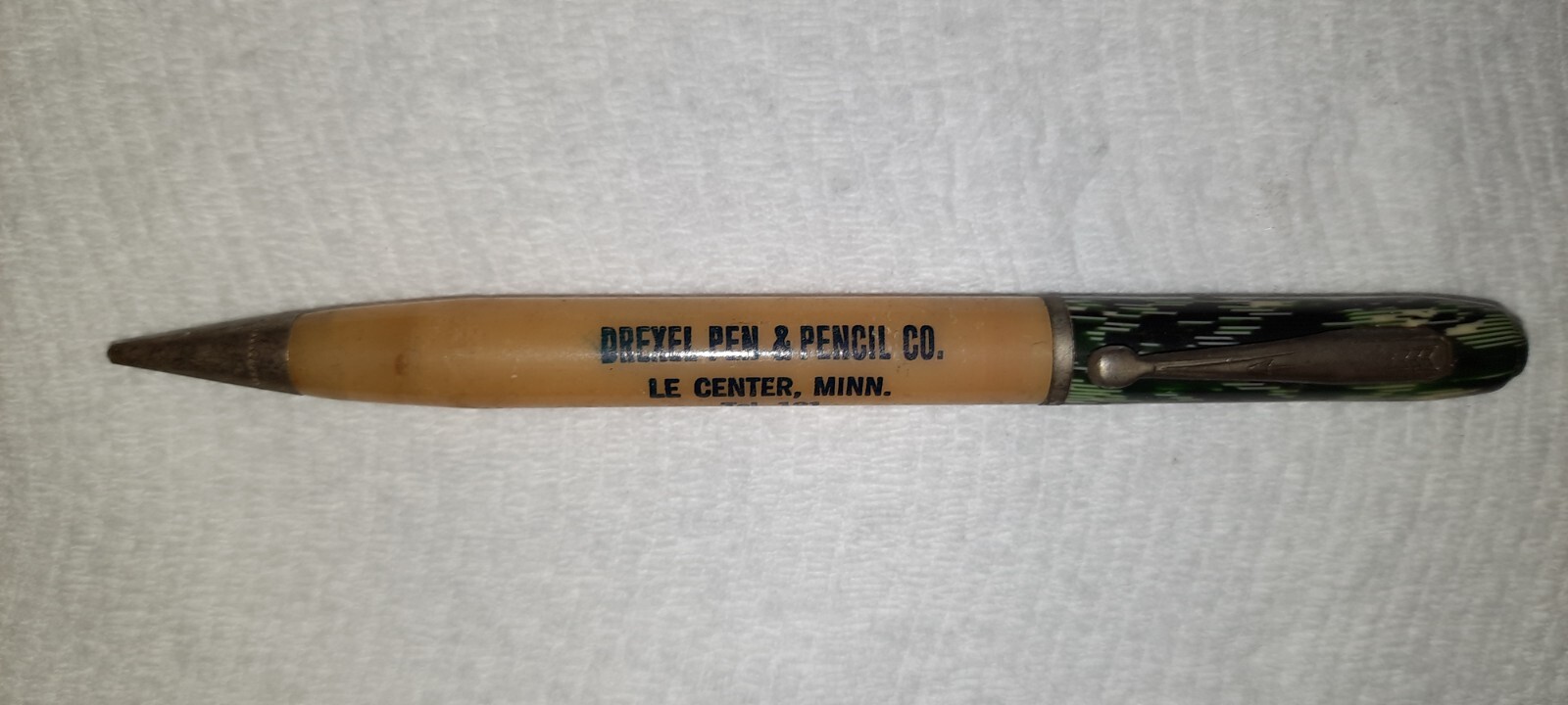 “DREXEL Pen & Pencil Co.*Le Center, Minn.*Tel. 121” Working Mech Pencil