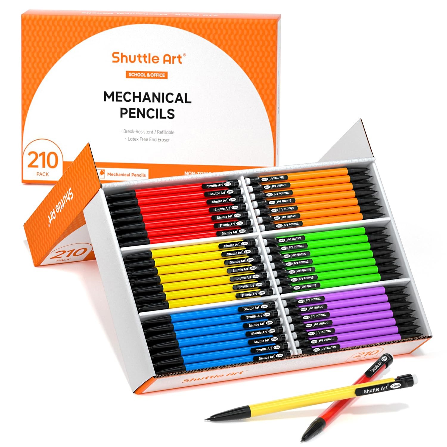Shuttle Art Mechanical Pencils, 210 Pack Bulk Mechanical Pencils 0.7mm Medium Po