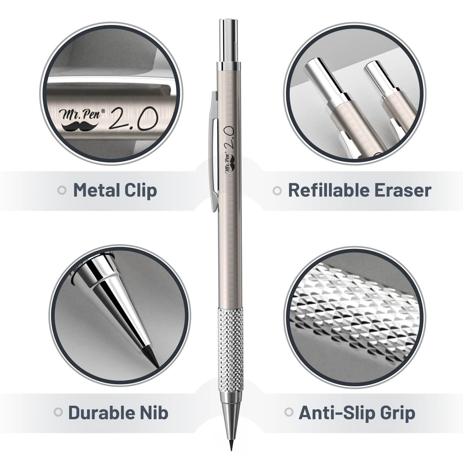 Art Mechanical Pencils Set Metal Drafting Sketching Drawing Pencil Artist Tools