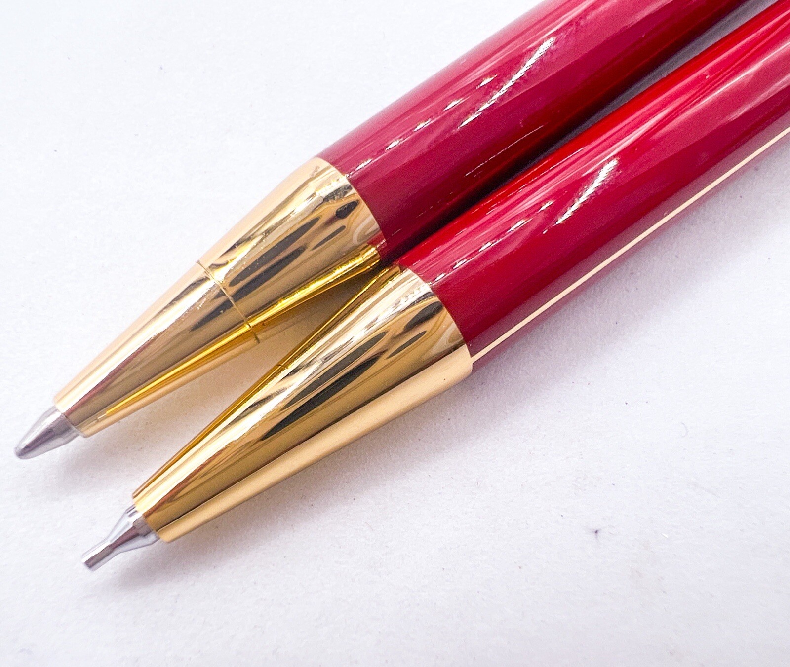 NOS Mitsubishi Made Valentino mechanical pencil Ballpoint Pen Set 22k Gold Plate