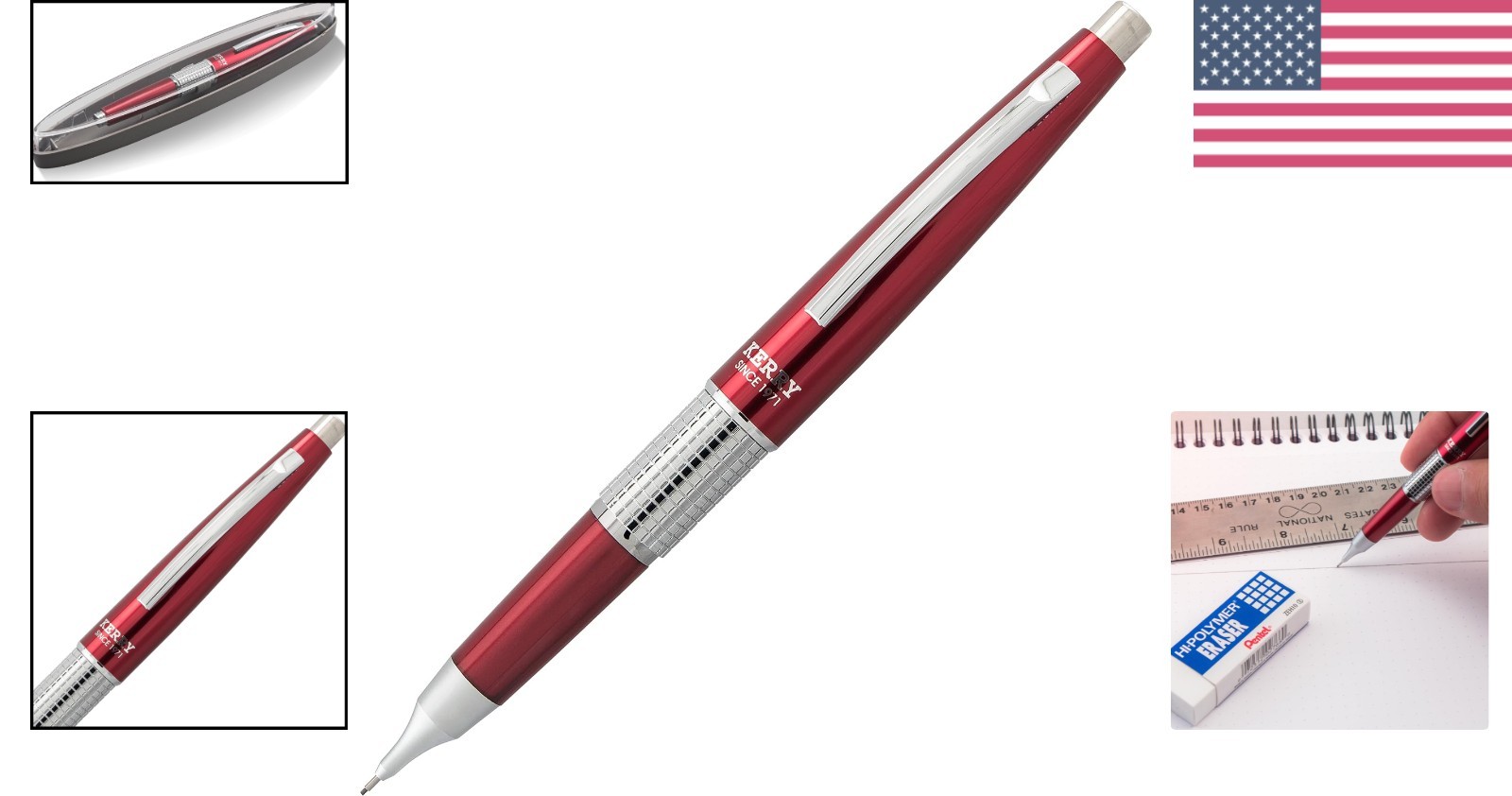 Elegant Sharp Kerry Mechanical Pencil, 0.5mm Red Barrel – Handcrafted Style