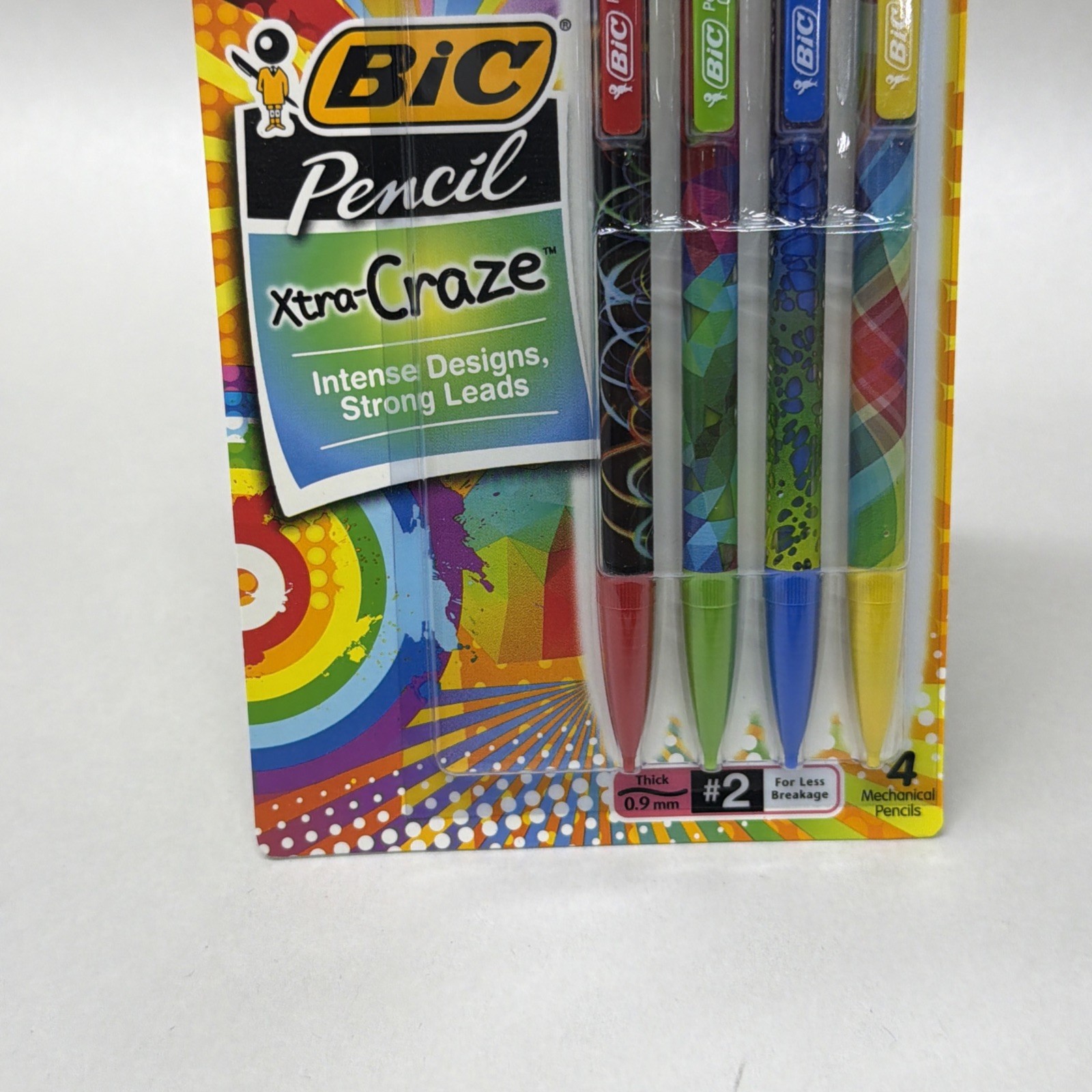 NEW Old Stock 2014 BIC Xtra-Craze Intense Design 4pk No. 2 Mechanical Pencils