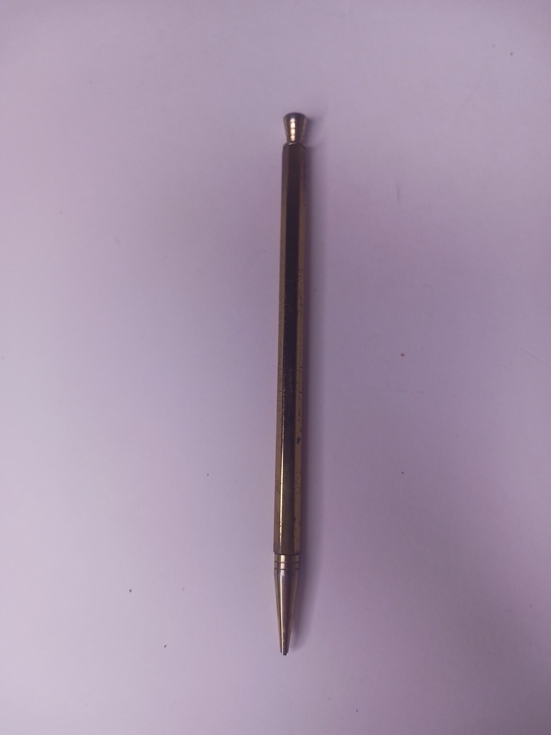 Vintage 5.25″ Mini Hexagonal Mechanical Pencil with Brass Housing