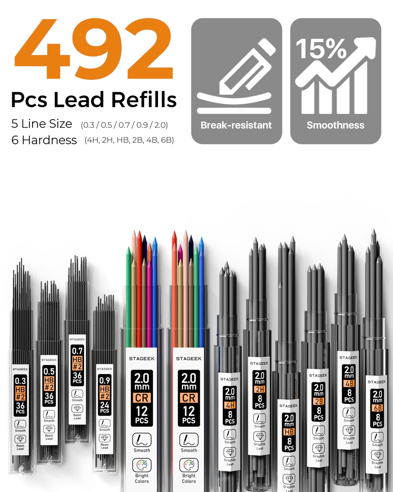 STAGEEK Mechanical Pencil Set with Case 37 Count, 37 Count (Pack of 1)