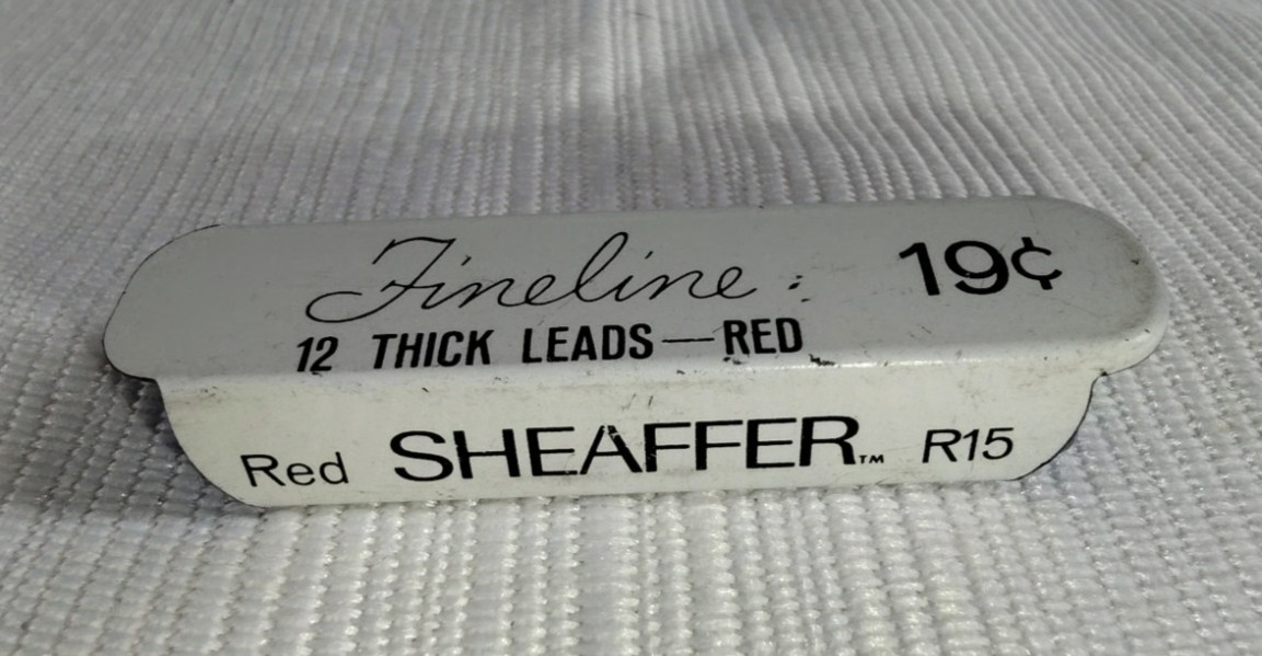 Vintage Sheaffer Fineline Thick Leads Red In Metal Tin R15