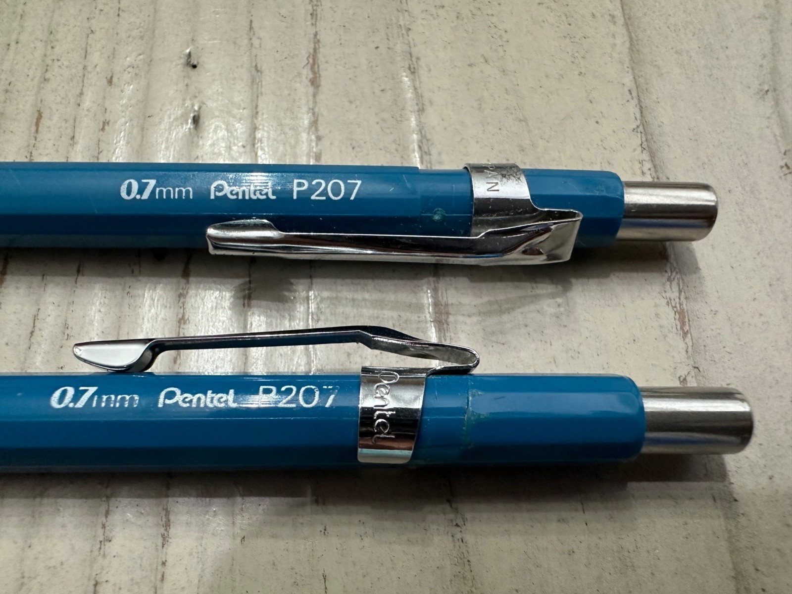 Pentel P207 0.7mm Mechanical Pencils Blue Barrel Metal Clip Japan