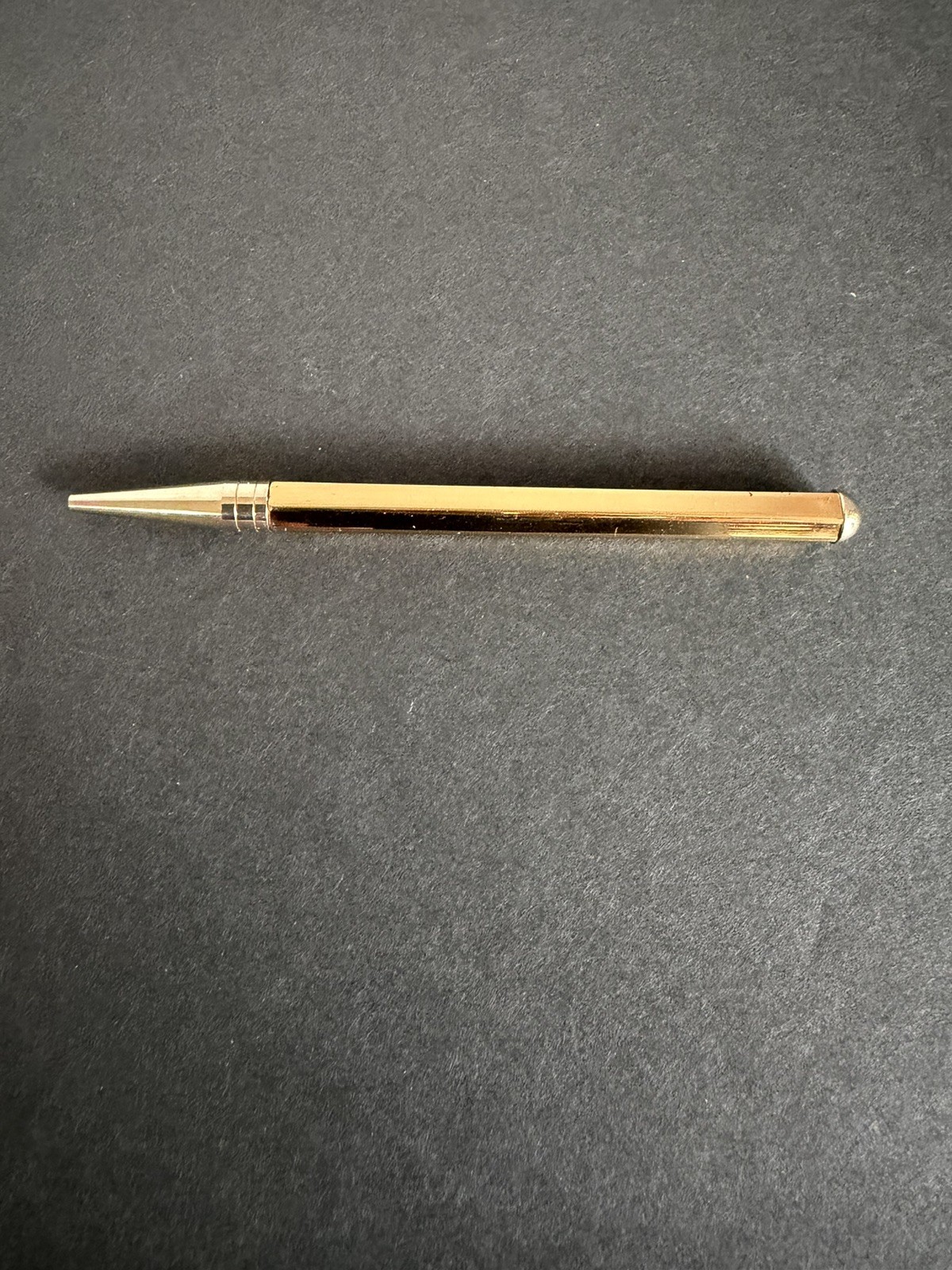 3.5” Mid-century Mechanical Pencil Gold-toned. Hexagonal Shape With Lead Inside.