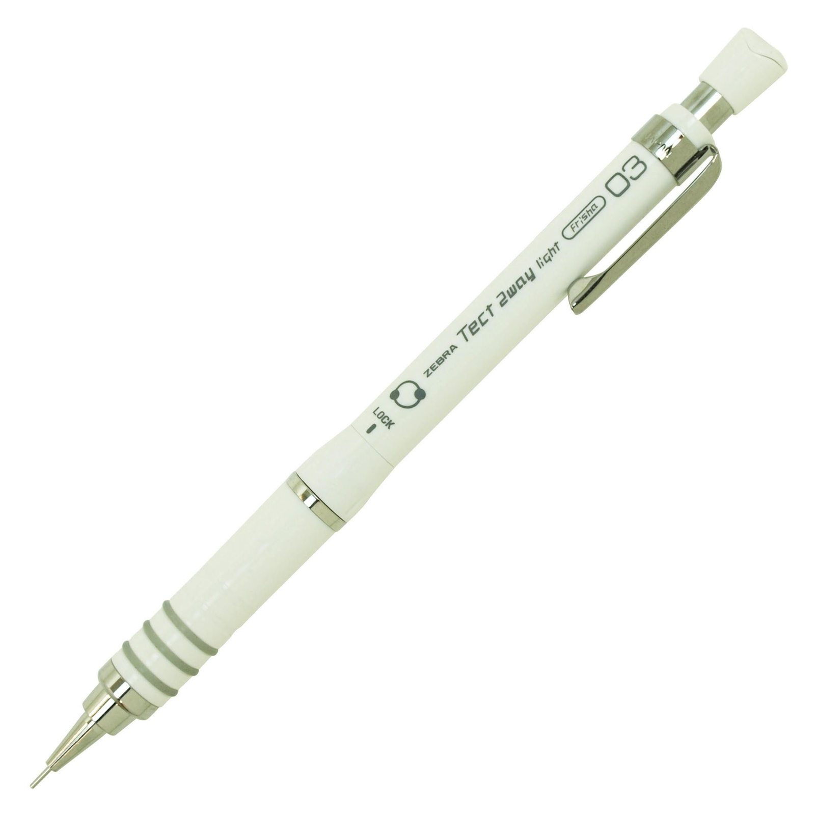Zebra Tect2 Way Light Mechanical Graphite Pencil 0.3 White MAS42-W Silicone Grip
