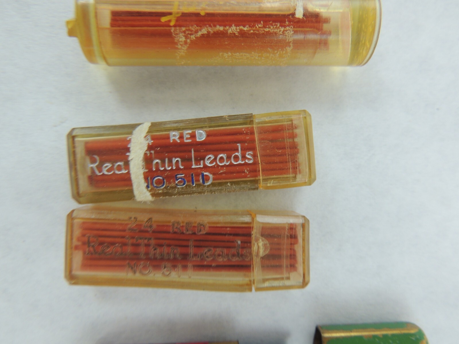 Real Thin Leads 3 Red, 2 Dixon Metal Containers – 1 Red, 1 Blue