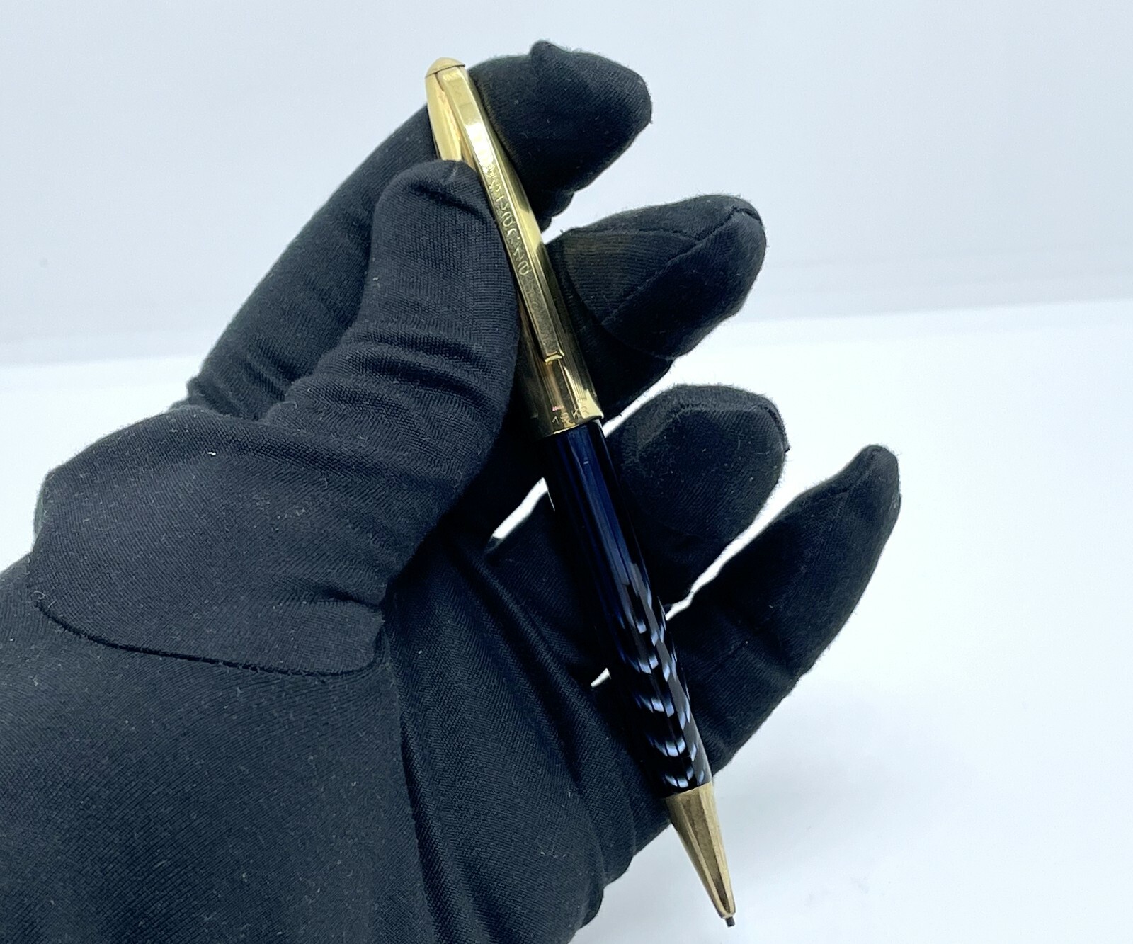 Antique Titania Gold Filled Cap Blue Celluloid Mechanical Pencil – 1950’s Italy
