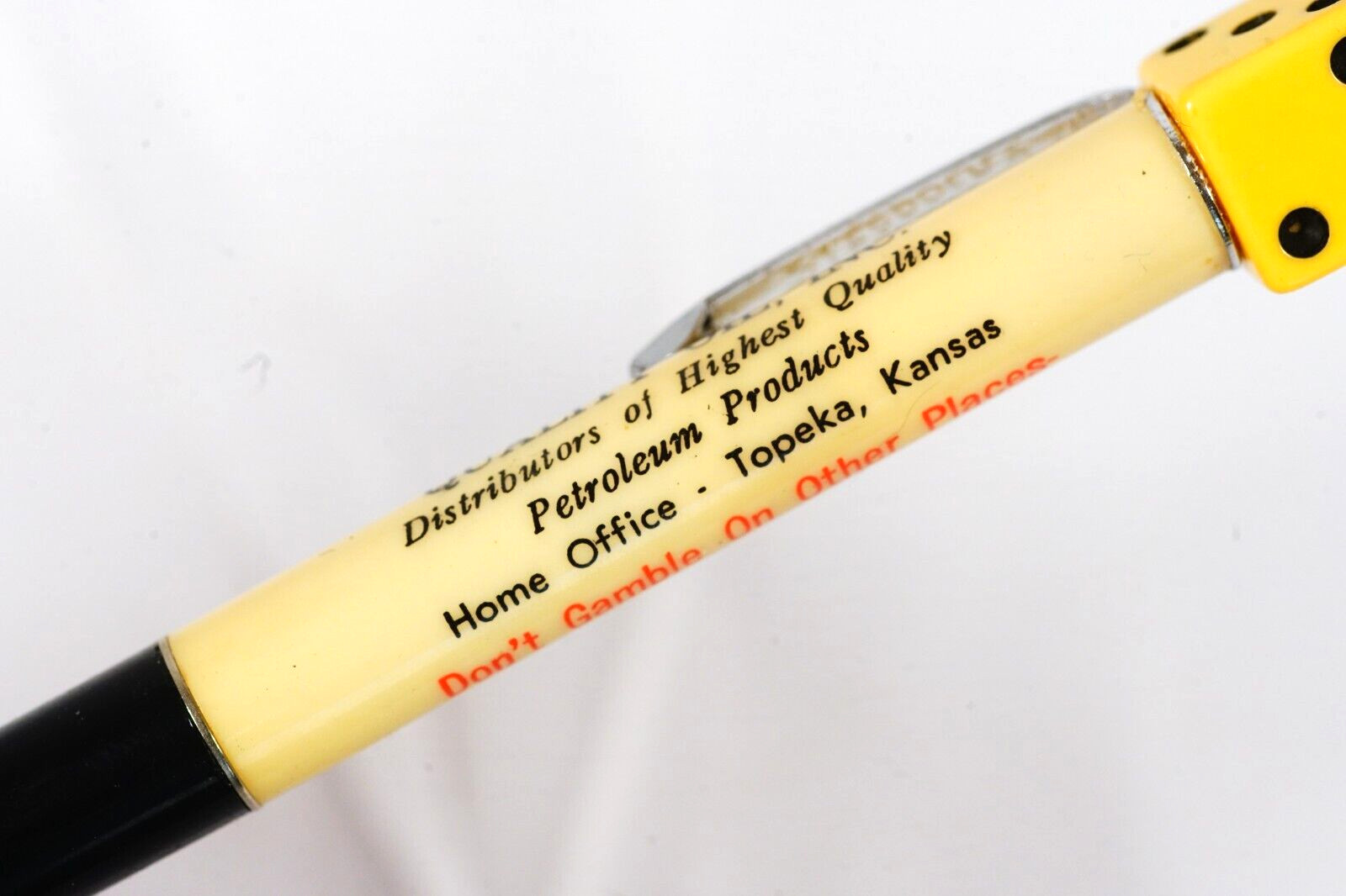 Quality Oil Inc Topeka Kansas Mid-Century Ritepoint Mechanical Pencil Dice Back